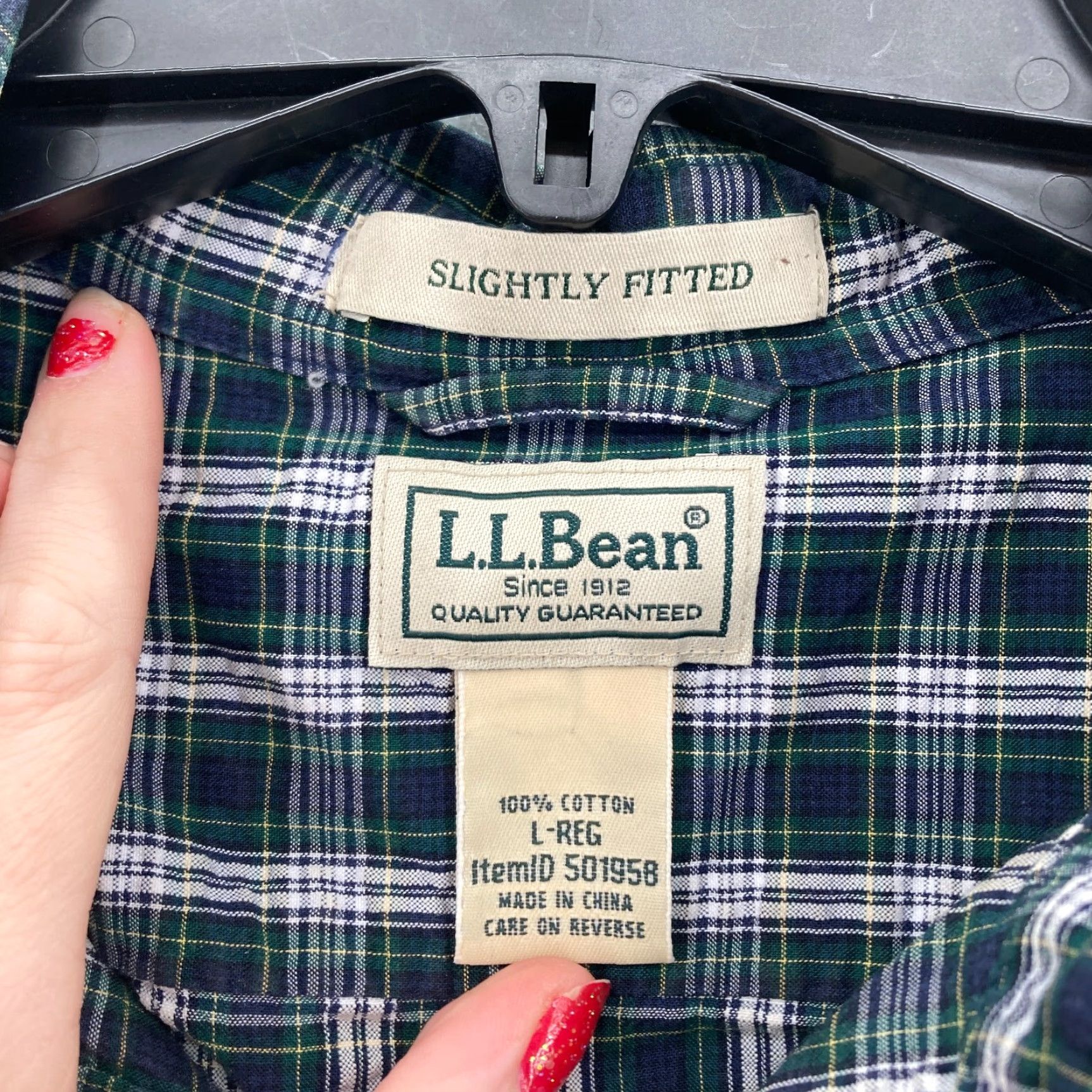 Vintage L.L. Bean Seersucker Button Up Shirt Mens Large Plaid Green Camp Shirt Size US L / EU 52-54 / 3 - 3 Thumbnail