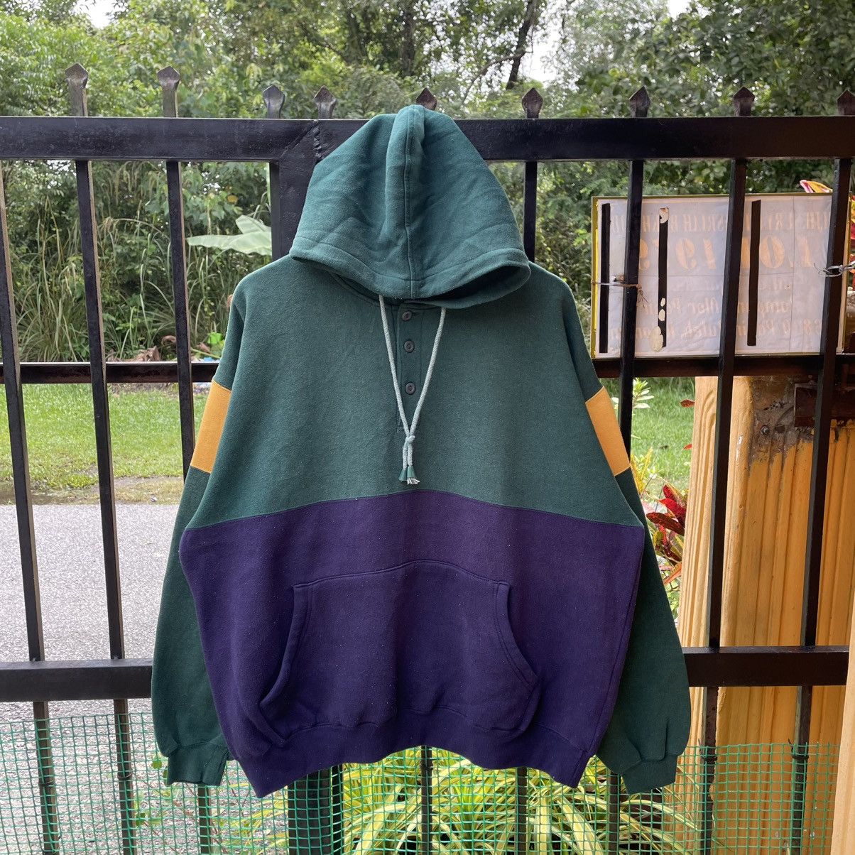 🔥Vintage 90s Towncraft Colourblock Design Pullover Hoodie