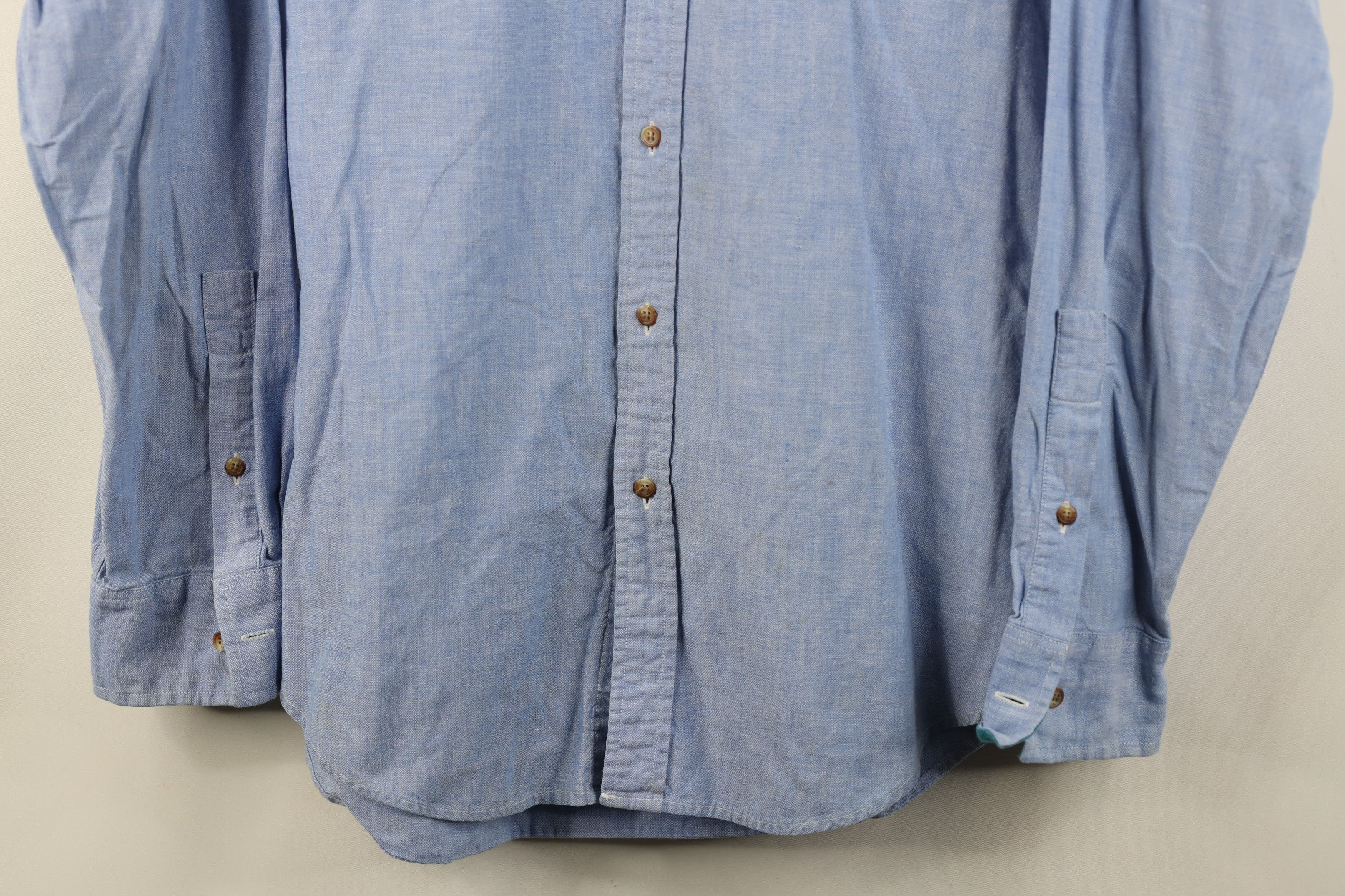 Izod Vintage 80s Izod Lacoste Collar Chambray Button Shirt Blue Size US M / EU 48-50 / 2 - 3 Thumbnail