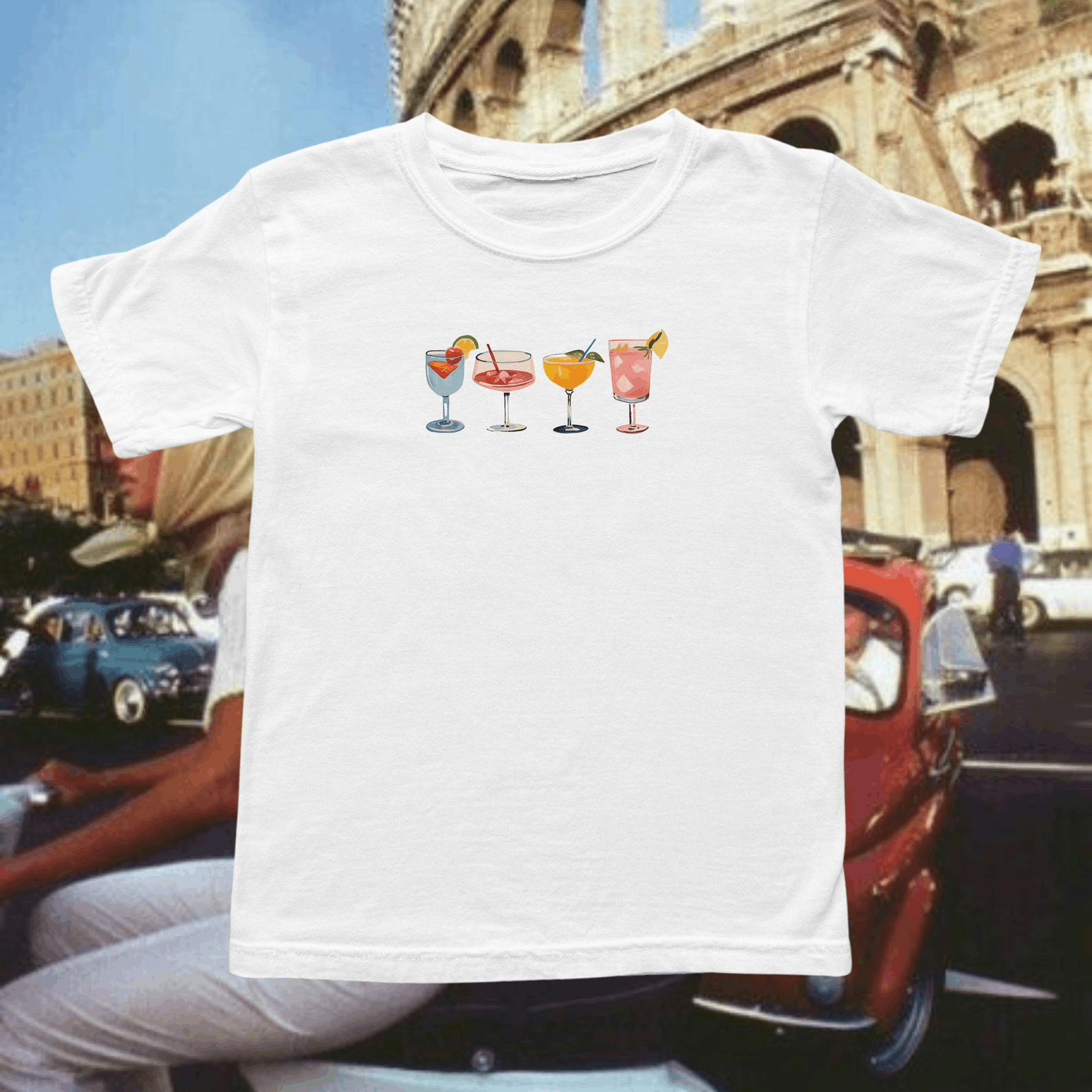 Other Cocktail Baby Tee – Painted Coquette Y2K Aesthetic T-Shirt Size M / US 6-8 / IT 42-44 - 1 Thumbnail