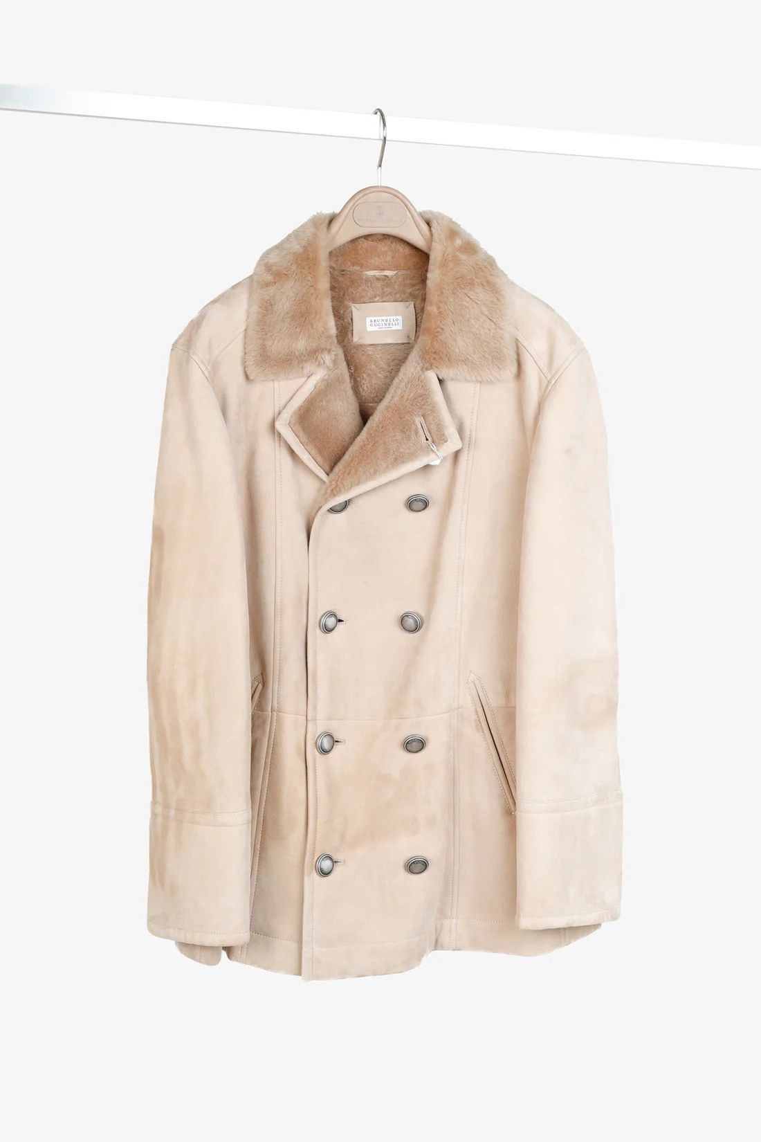 Brunello Cucinelli Brunello Cucinelli F/19 Straight Hair Shearling Pea Coat Size US S / EU 44-46 / 1 - 1 Thumbnail