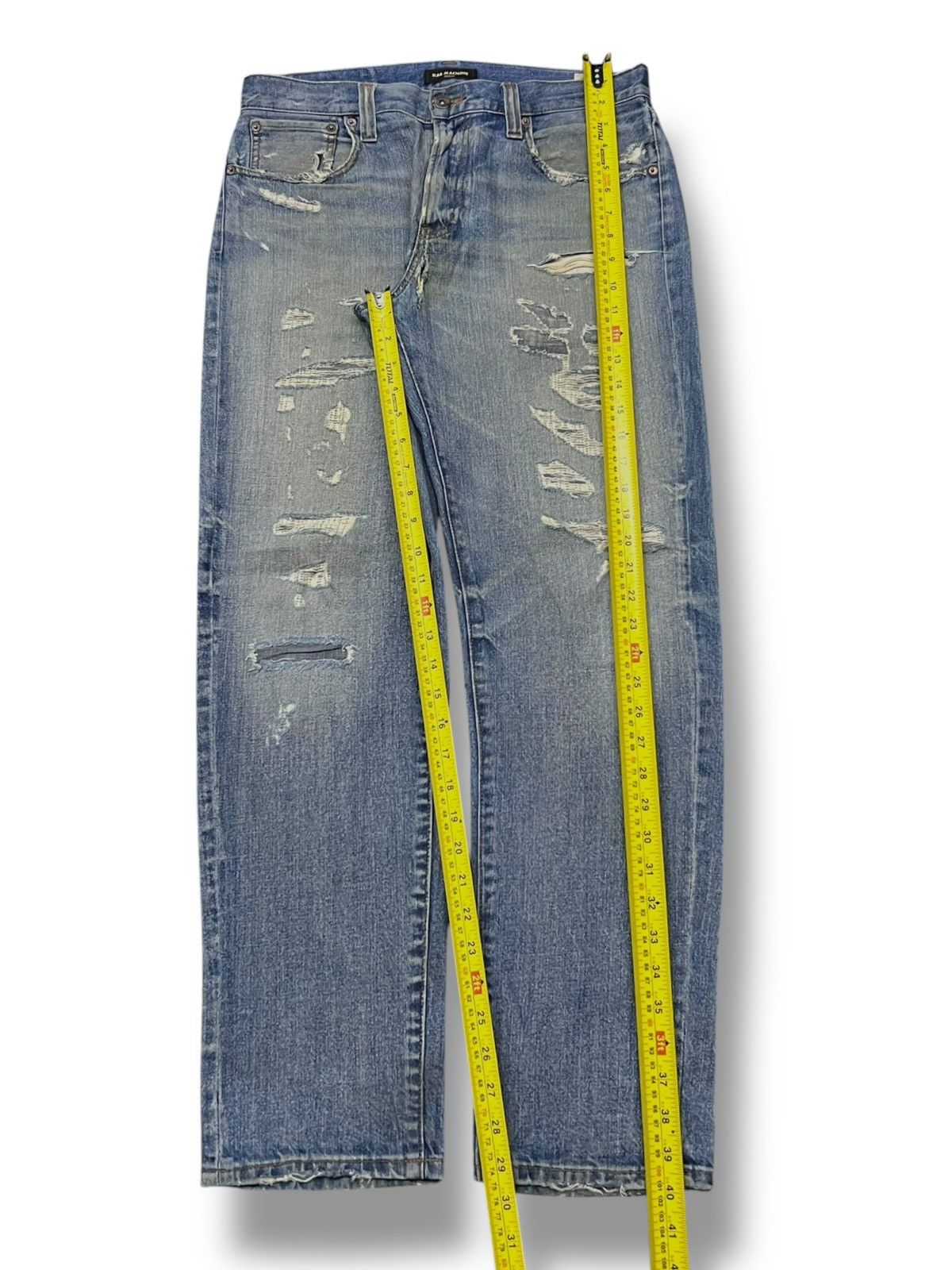 Japanese Brand Vintage Rag Machine - Faded Wash, Distressed Slim Denim Size US 33 - 14 Thumbnail