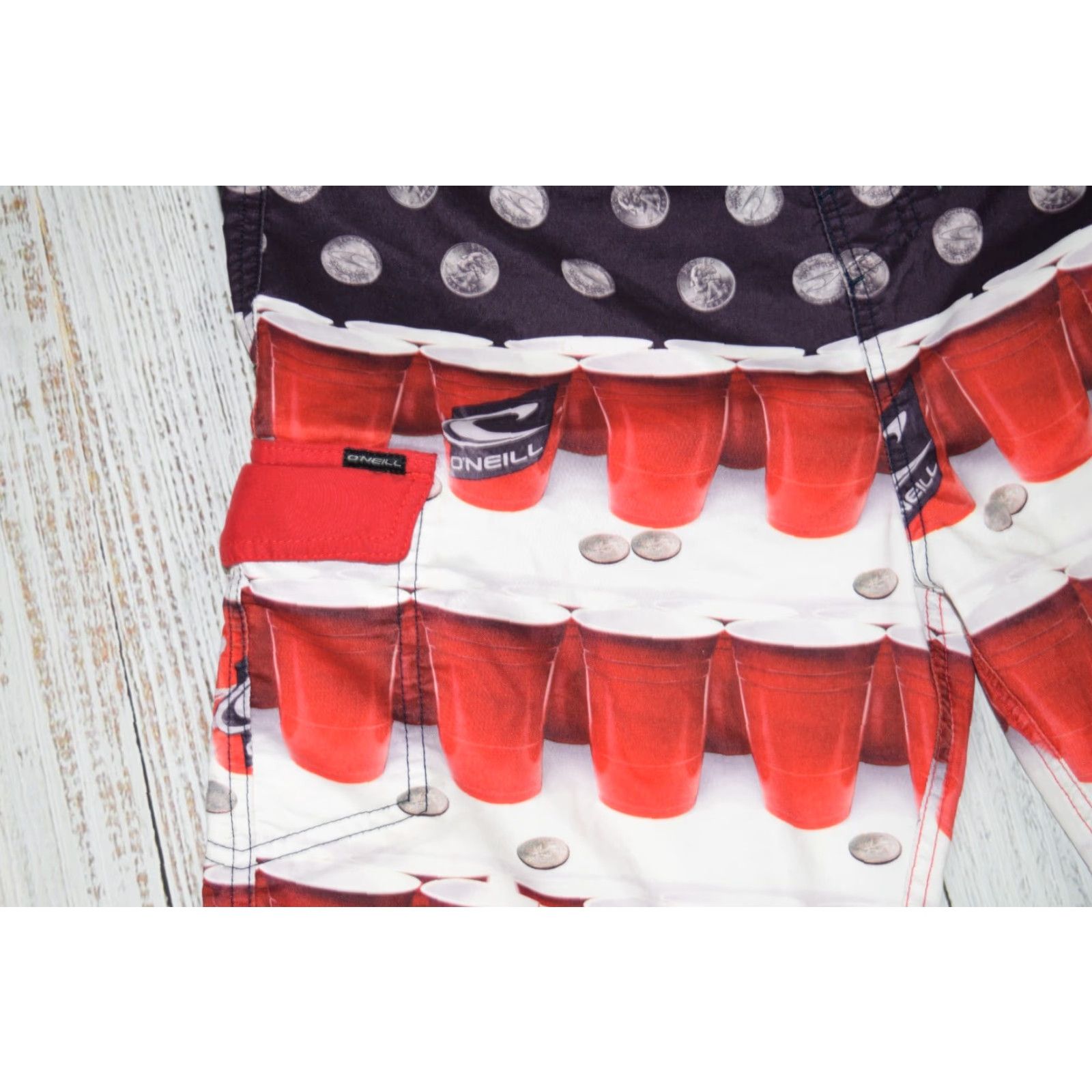 O'Neill O'Neill Hyperfreak BPARD Shorts Mens SZ 32 Red USA Independence Day 4th Beer Pong Size US 32 / EU 48 - 3 Thumbnail
