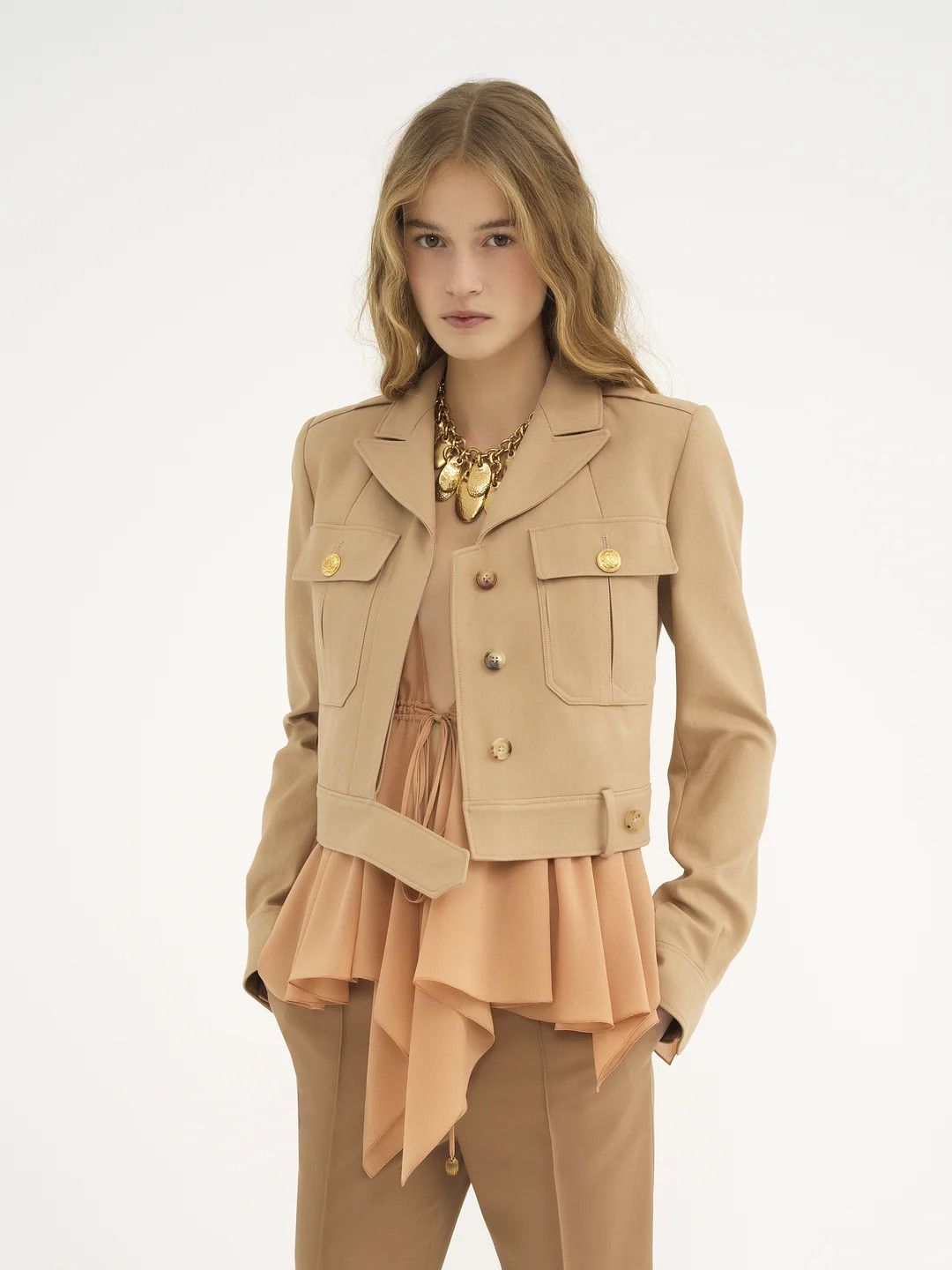 Chloe o1loc1c11025 Cropped Saharienne Jacket in Worn Brown Size S / US 4 / IT 40 - 2 Thumbnail