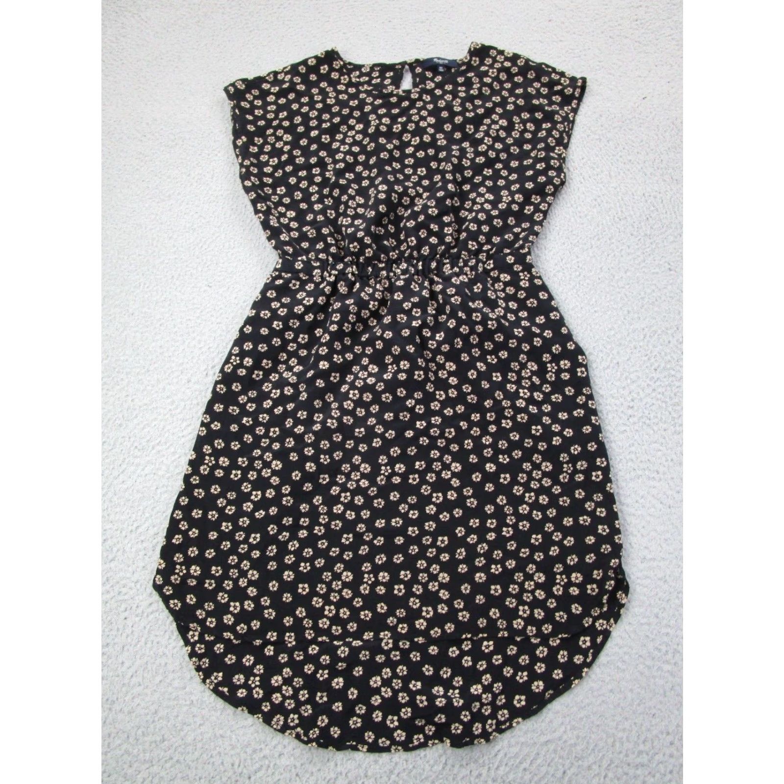 Madewell Madewell Silk Dress Womens 00 Black Floral Elastic Waist Prairie Western Boho Dress Size XXS / US 00 / IT 34 - 2 Thumbnail