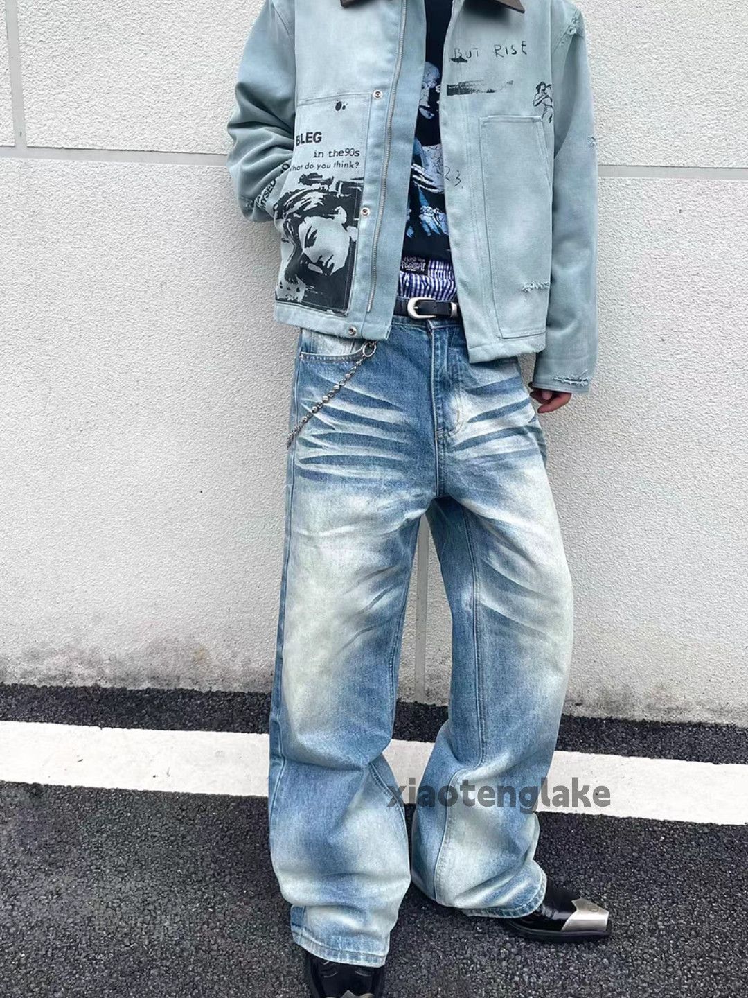 Jean Unisex utility punk yuppie grunge loose baggy jeans Size US 30 / EU 46 - 9 Thumbnail