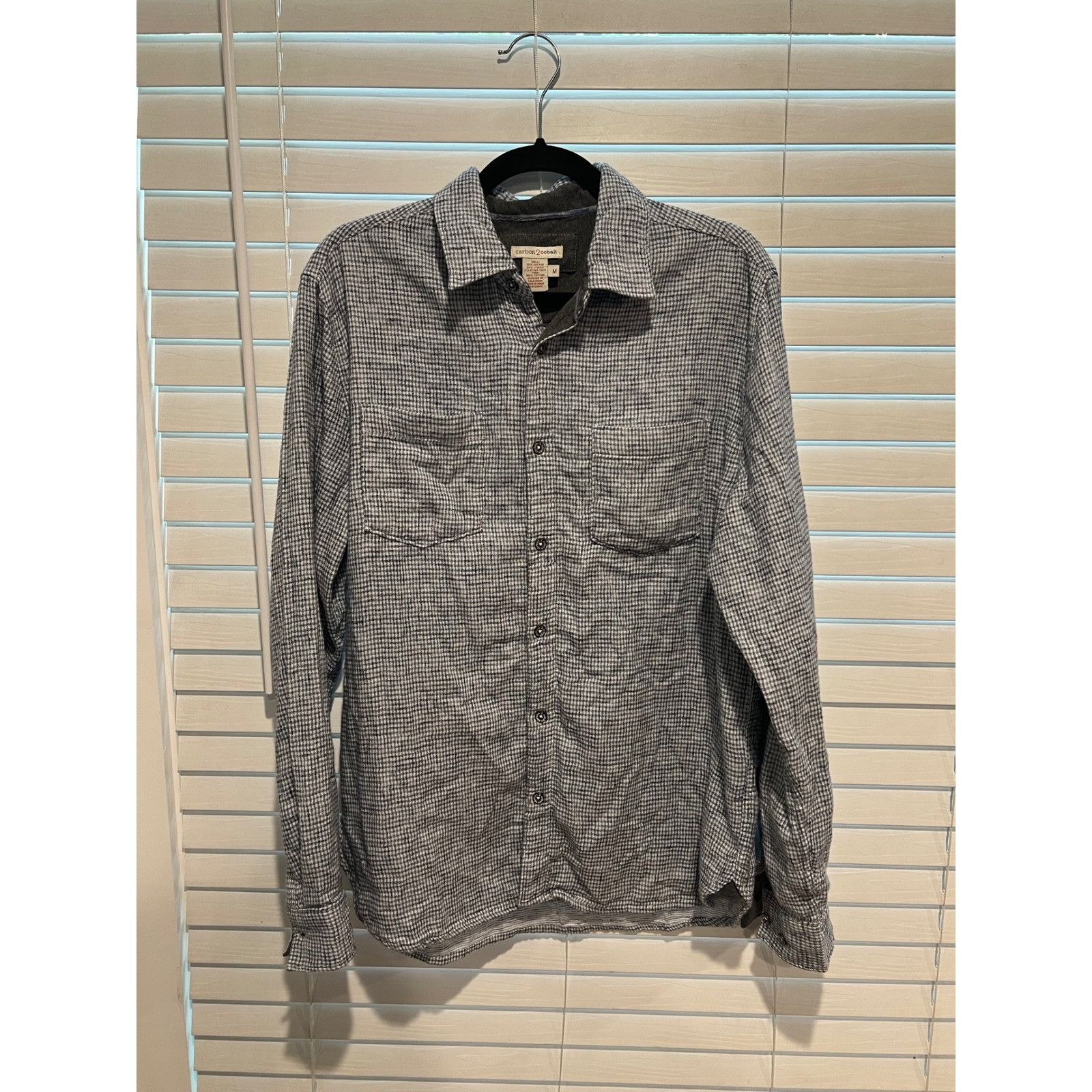 Carbon2Cobalt Carbon 2 Cobalt Mens Gray White Checkered Long Sleeve Button Size US M / EU 48-50 / 2 - 1 Thumbnail