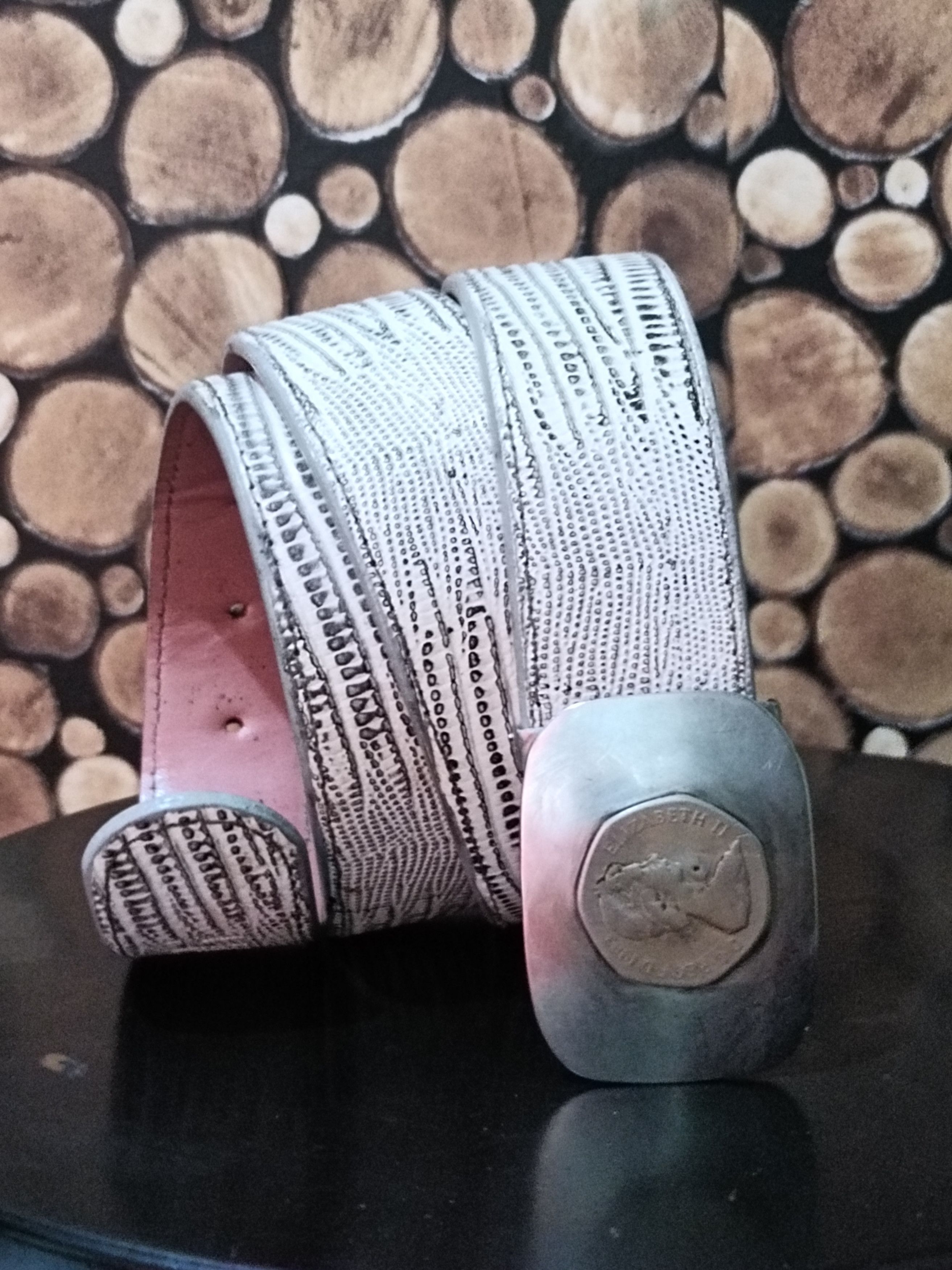 Handmade Druh golf custom buckle lizard leather belt Size 36 - 1 Thumbnail