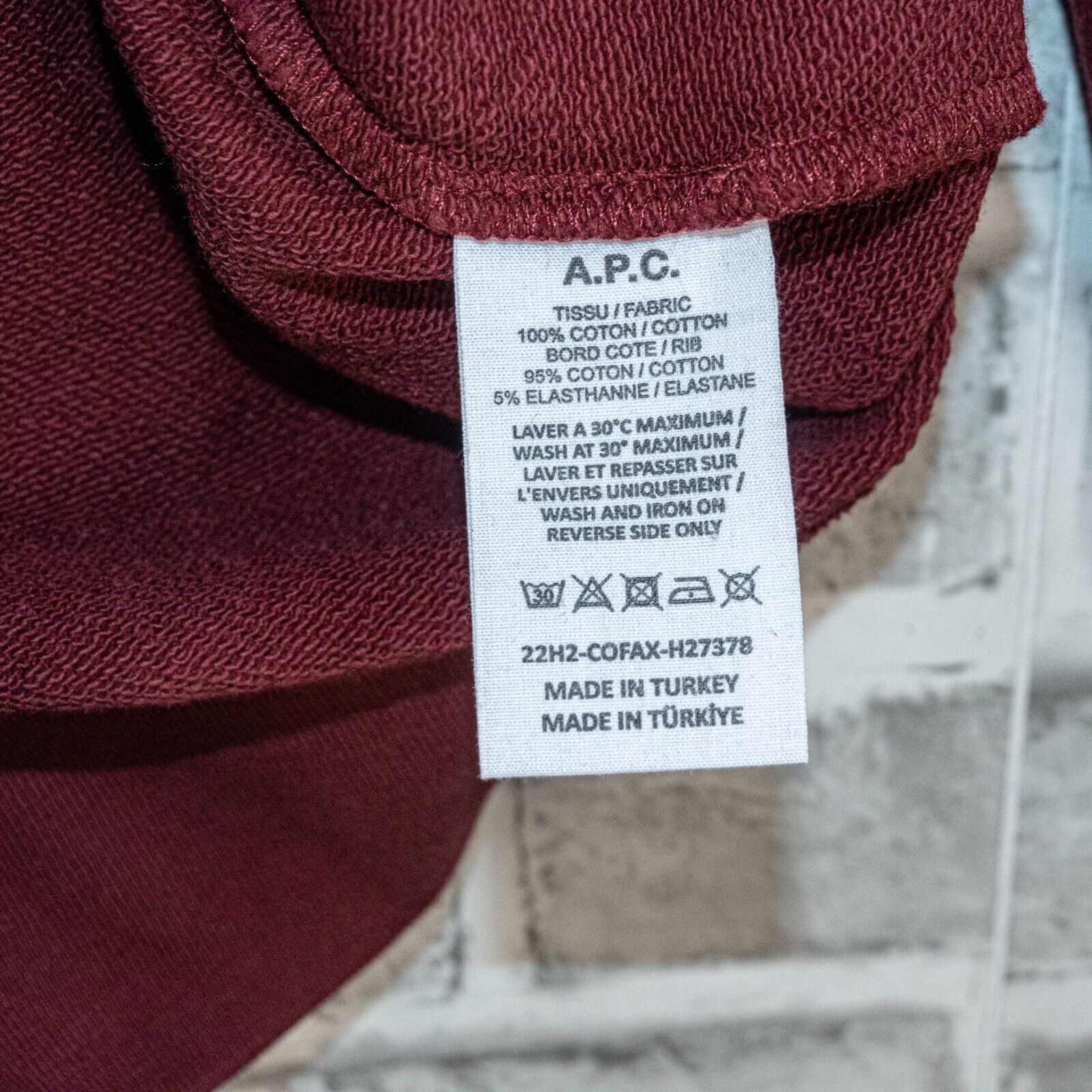A.P.C. A.P.C. Men's Burgundy VPC Sweatshirt Crewneck French Terry Size US S / EU 44-46 / 1 - 7 Thumbnail