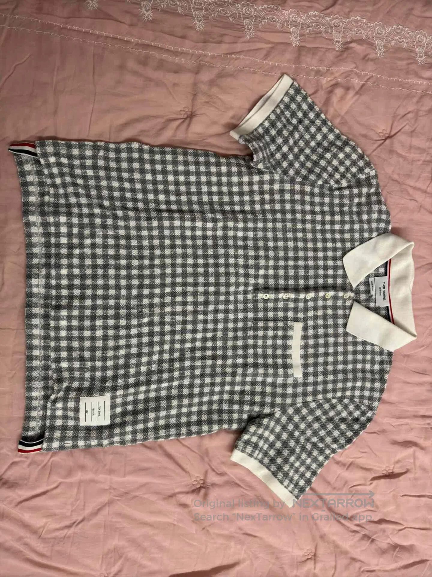 Thom Browne Thom Browne Check Patch Short Sleeve Polo. Size US XL / EU 56 / 4 - 1 Thumbnail