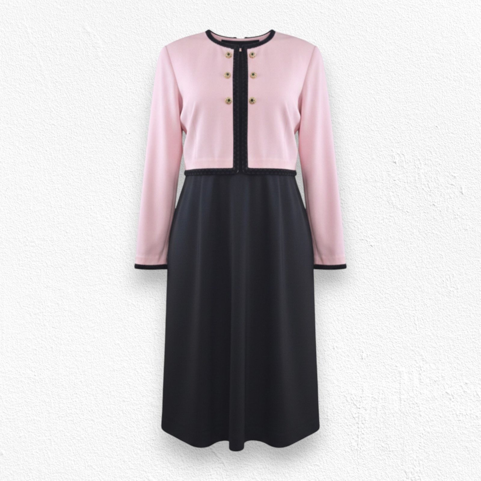 Vintage 1990s Pink Black Polished Dress Size 16 Made in USA Size XXL / US 16-18 / IT 52-54 - 1 Thumbnail