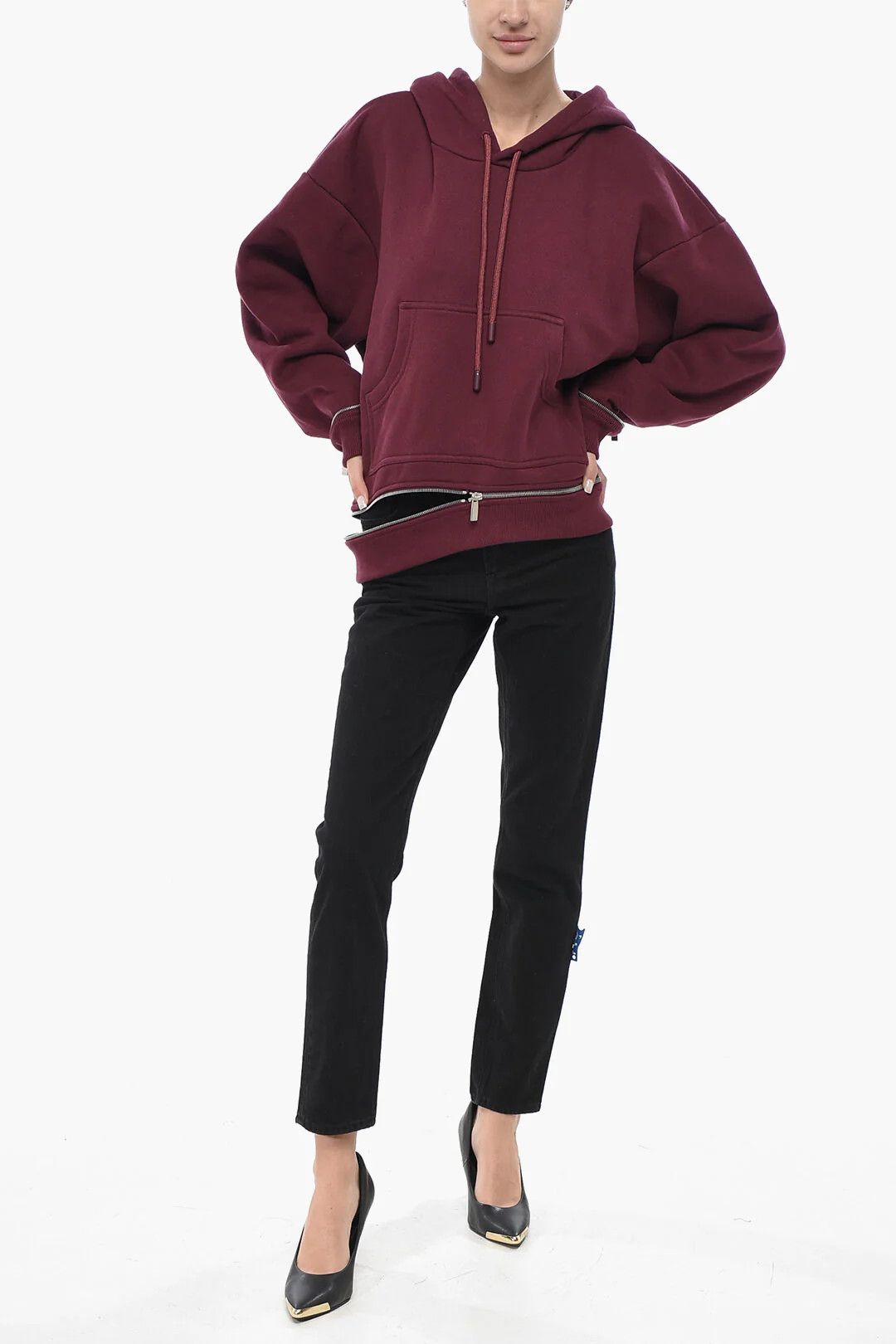 Off-White og1mm0426 Brushed Cotton Hoodie in Burgundy Size XS / US 0-2 / IT 36-38 - 5 Thumbnail