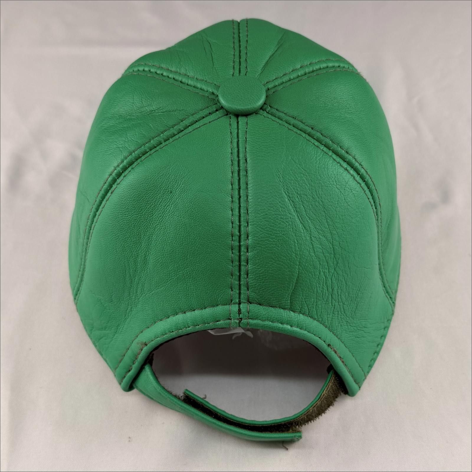 Other NEW Green Matt Leather Baseball Cap - Premium Hat 085 Size ONE SIZE - 5 Thumbnail