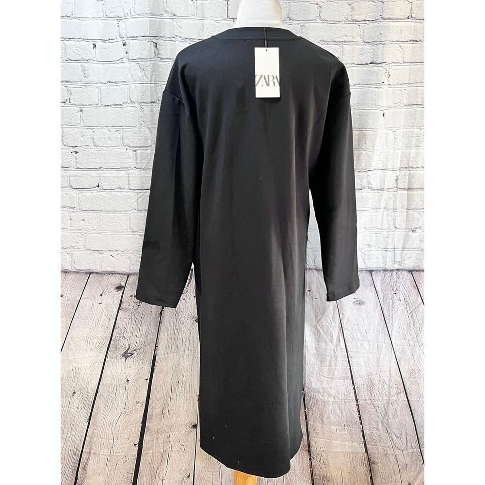 Zara NWT-Zara-RUCHED LONG INTERLOCK JACKET-Small Size S / US 4 / IT 40 - 6 Thumbnail