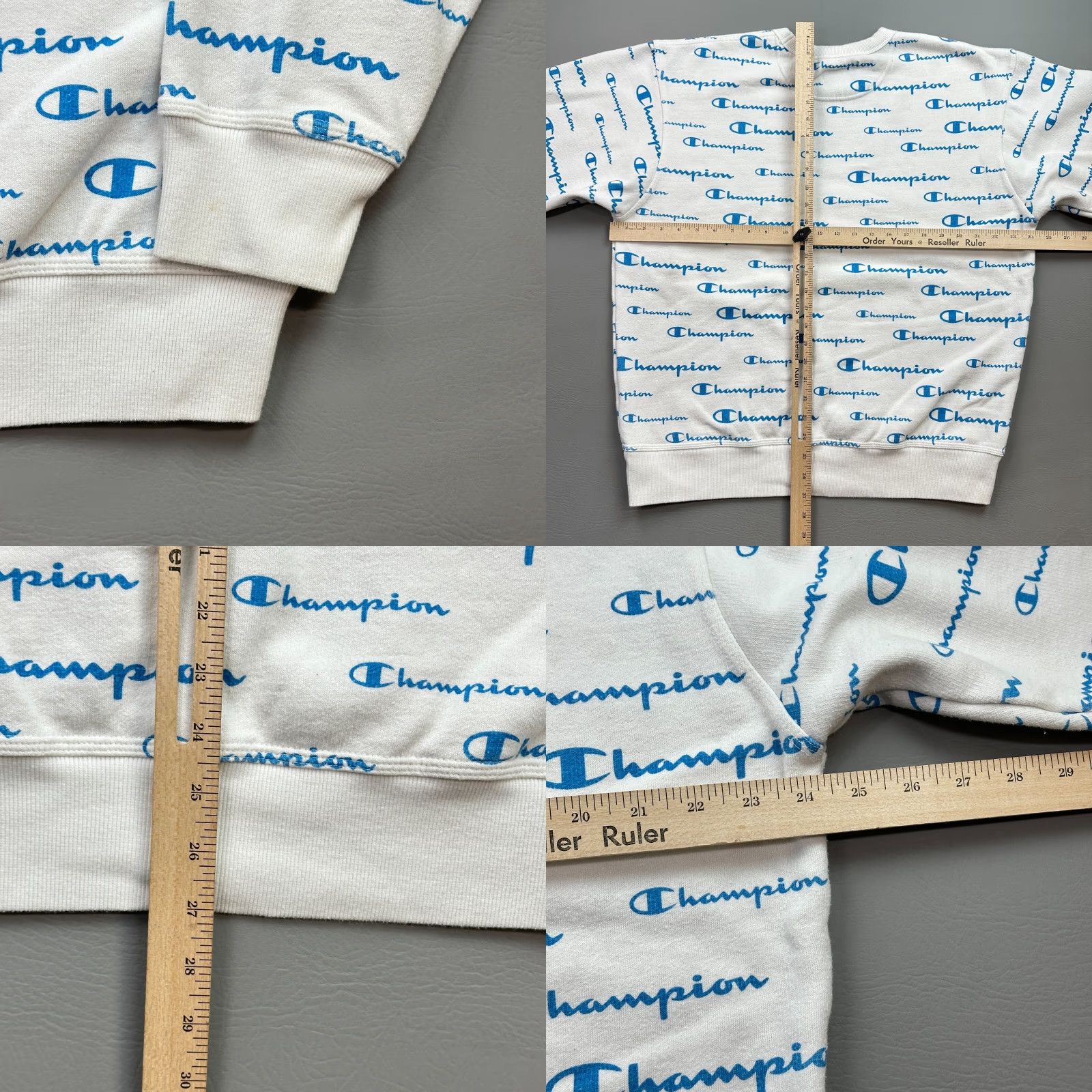 Champion Champion Sweatshirt Mens Large Powerblend Fleece All Over Logo Print Pullover Size US L / EU 52-54 / 3 - 8 Thumbnail