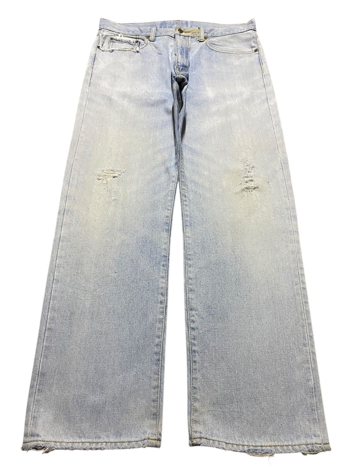 Japanese Brand Vintage Japanese Brand Light Wash Distressed Loose Jeans Size US 34 / EU 50 - 1 Thumbnail