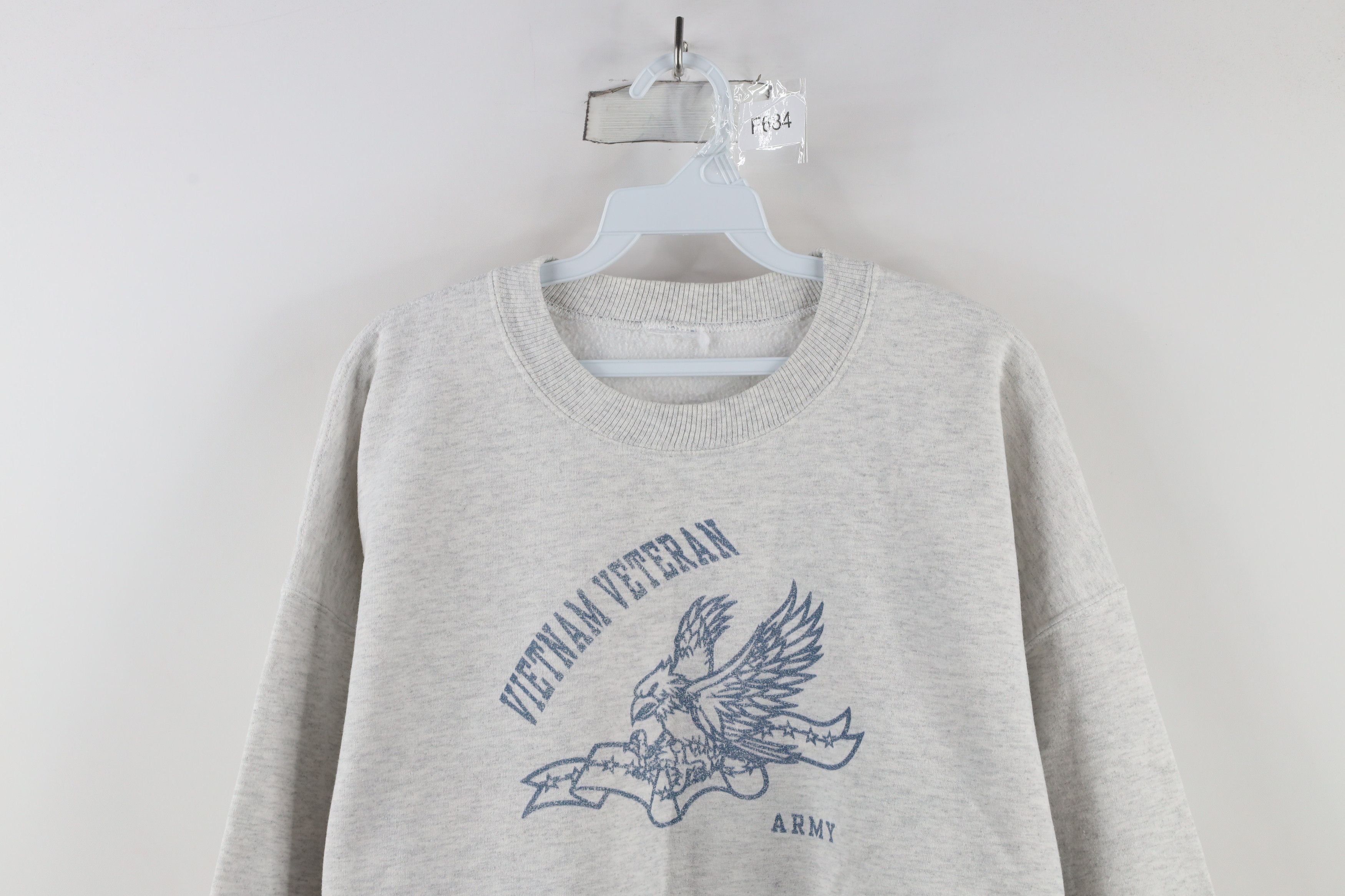 Vintage Vintage 90s Army Vietnam Veteran Crewneck Sweatshirt Gray Size US XXL / EU 58 / 5 - 2 Thumbnail