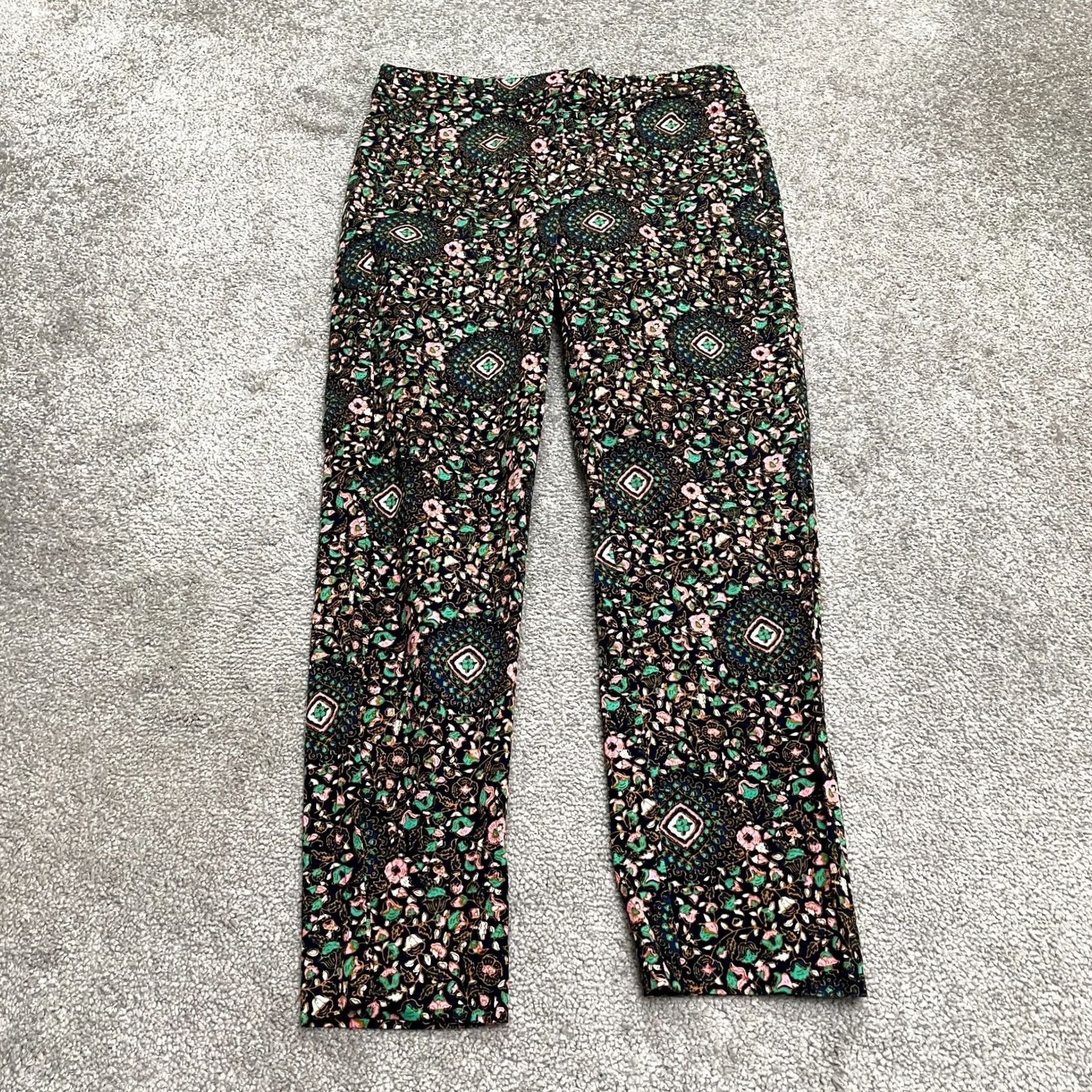 J.Crew J.CREW Pants Womens 00 Navy Blue Floral Mid Rise Casual Ankle Crop Skimmer 28x25 Size 24" / US 00 / IT 34 - 2 Thumbnail
