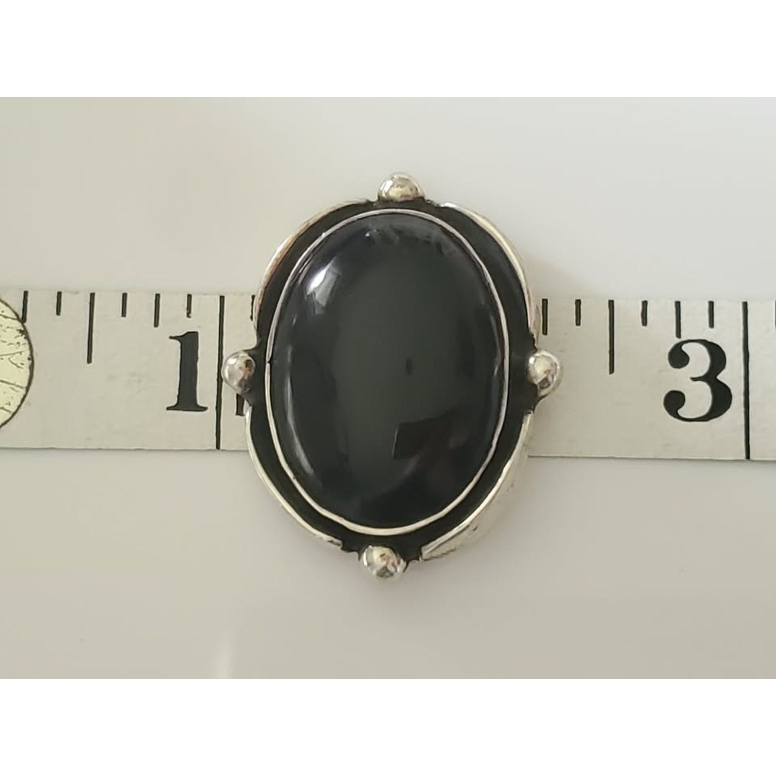 Other Vintage Sterling Silver Oval Onyx Carbochon Pendant Brooch Size ONE SIZE - 5 Thumbnail