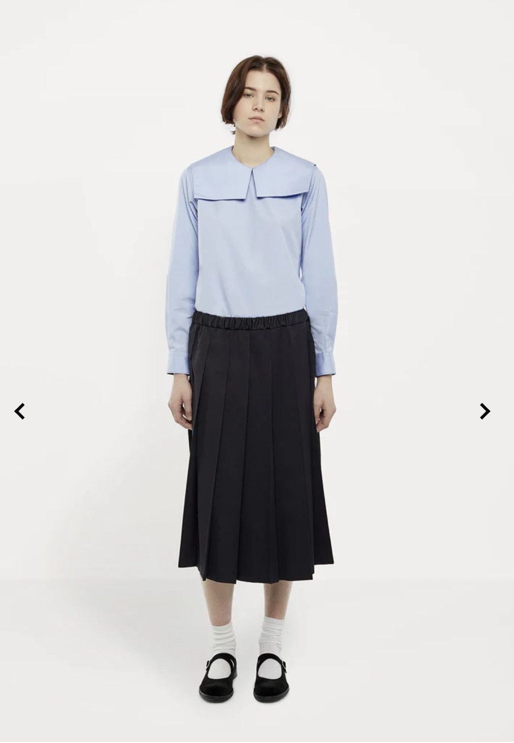 Comme des Garcons Girl Comme Des Garçons Girl Navy Pleated Wool Skirt Size 26" / US 2 / IT 38 - 1 Thumbnail