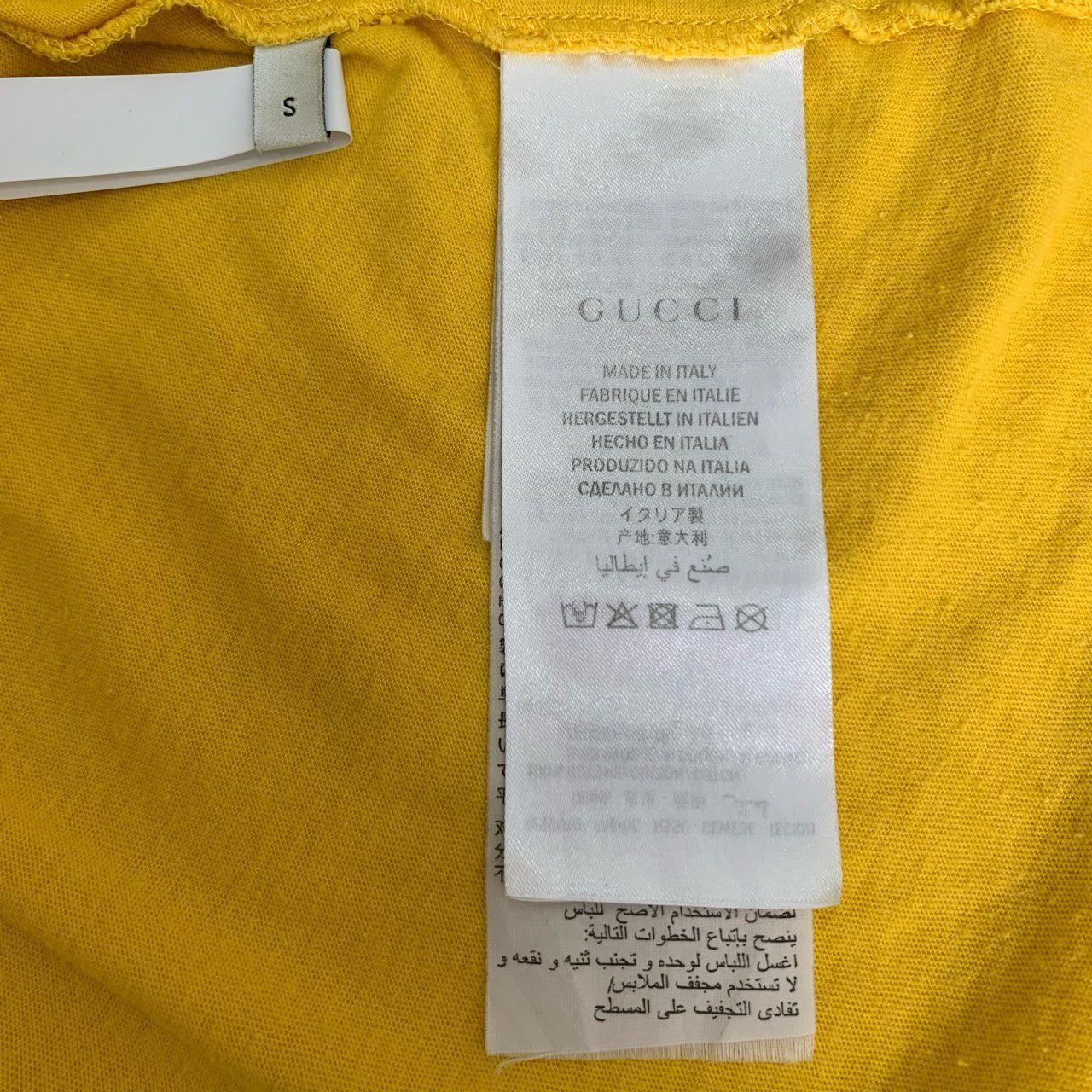 Gucci Gucci Logo Print Round-Neck Yellow Cotton Short-Sleeved T-Sh Size US S / EU 44-46 / 1 - 4 Thumbnail