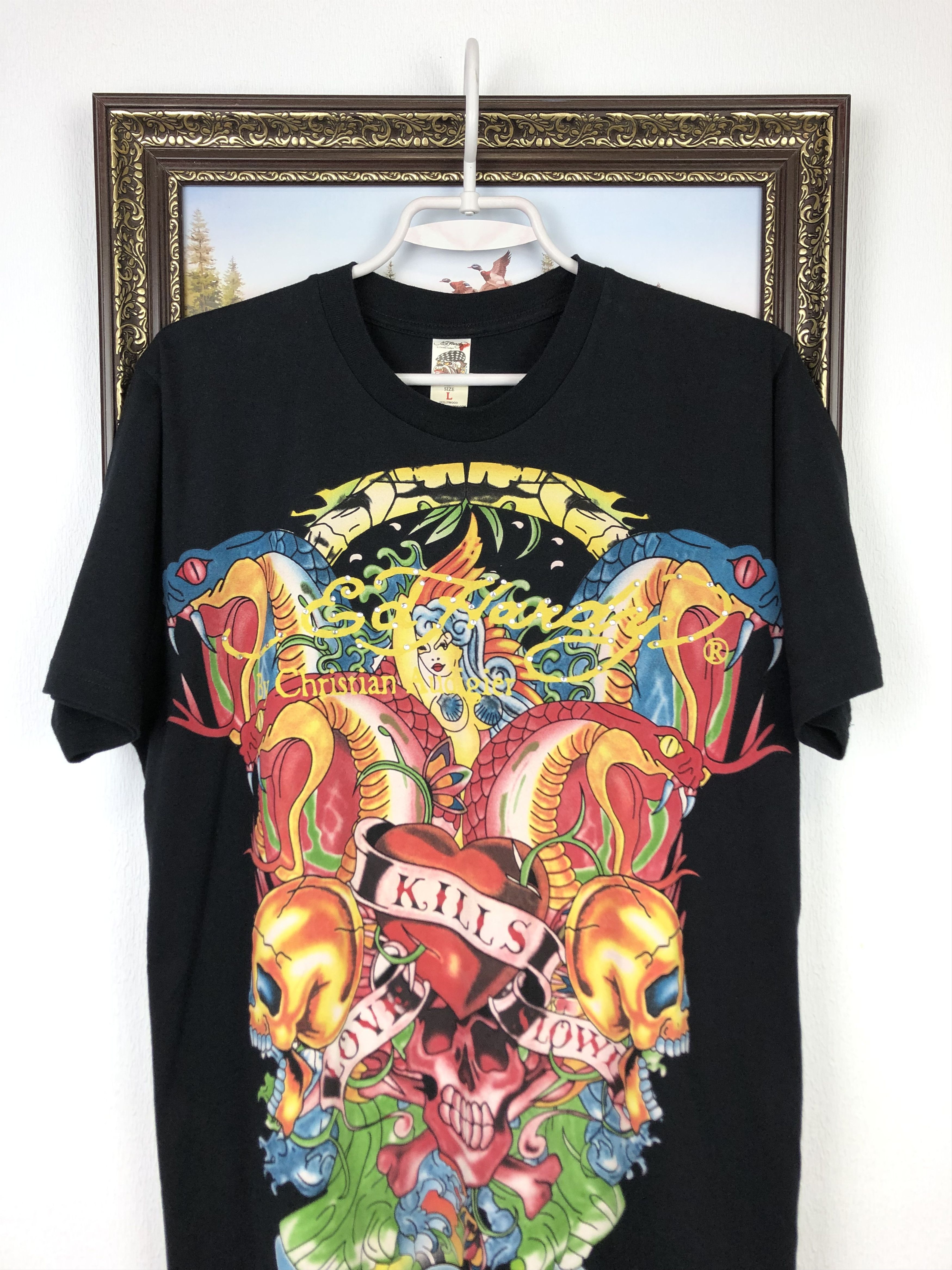 Vintage Vintage Ed Hardy Love Kills Skull Over Print Shirt Tee Hype Size US L / EU 52-54 / 3 - 2 Thumbnail
