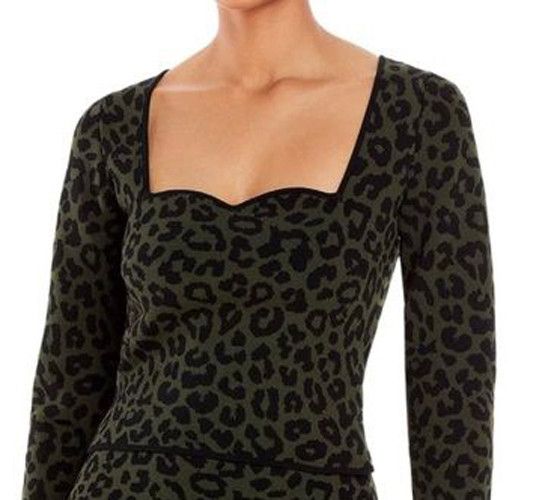AQUA AQUA Leopard animal print Jacquard Women Long Sleeve Top Size L / US 10 / IT 46 - 2 Thumbnail