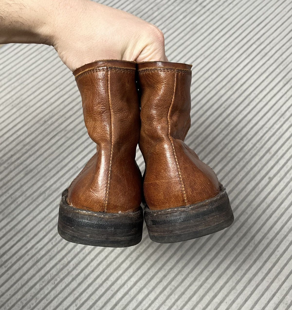 Guidi Leather Ankle Zip Guidi Style Biker Brown Boots 90s Size US 7.5 / EU 40-41 - 16 Thumbnail