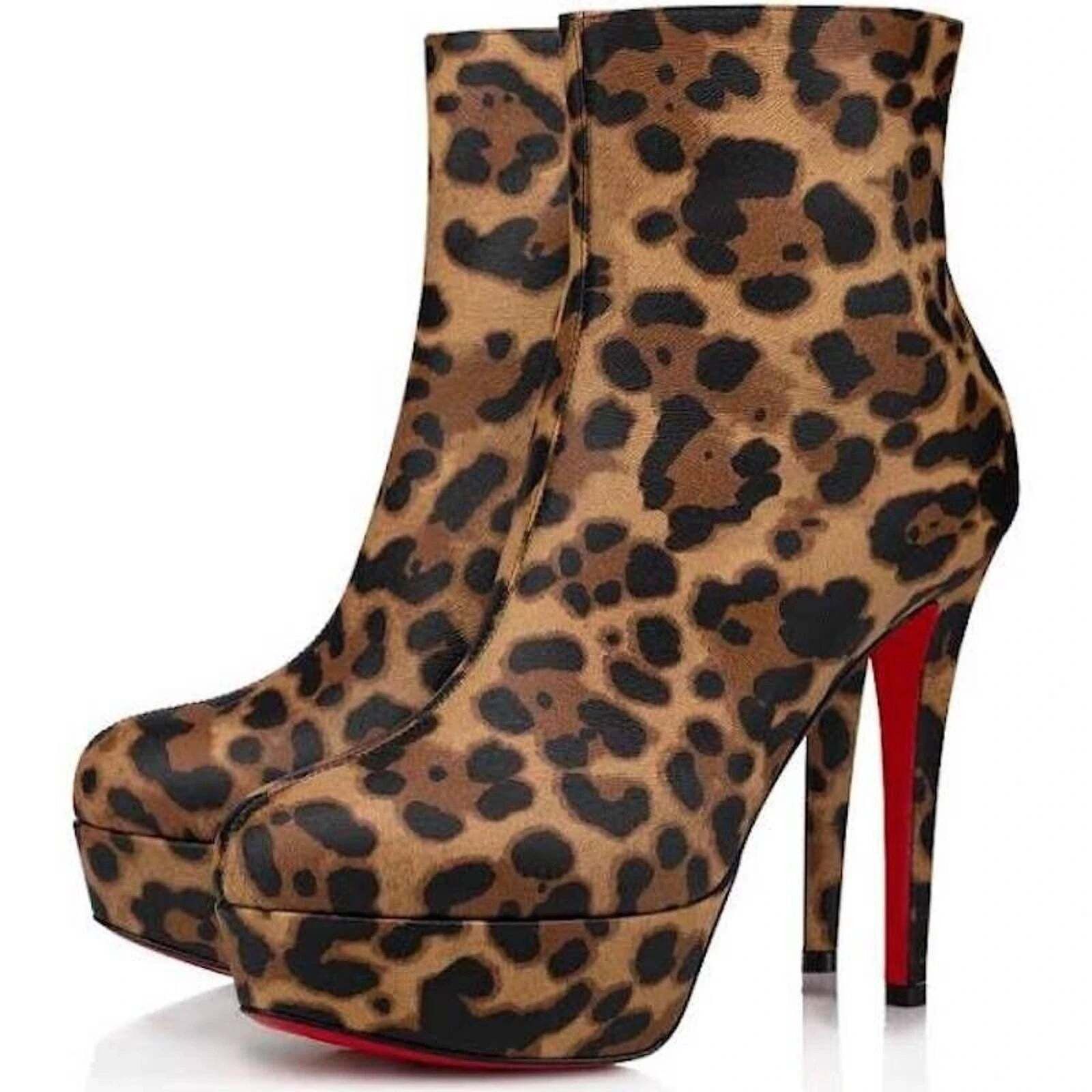 Christian Louboutin Christian Louboutin Bianca Booty 120 Leopard Brown Size US 8.5 / IT 38.5 - 1 Thumbnail