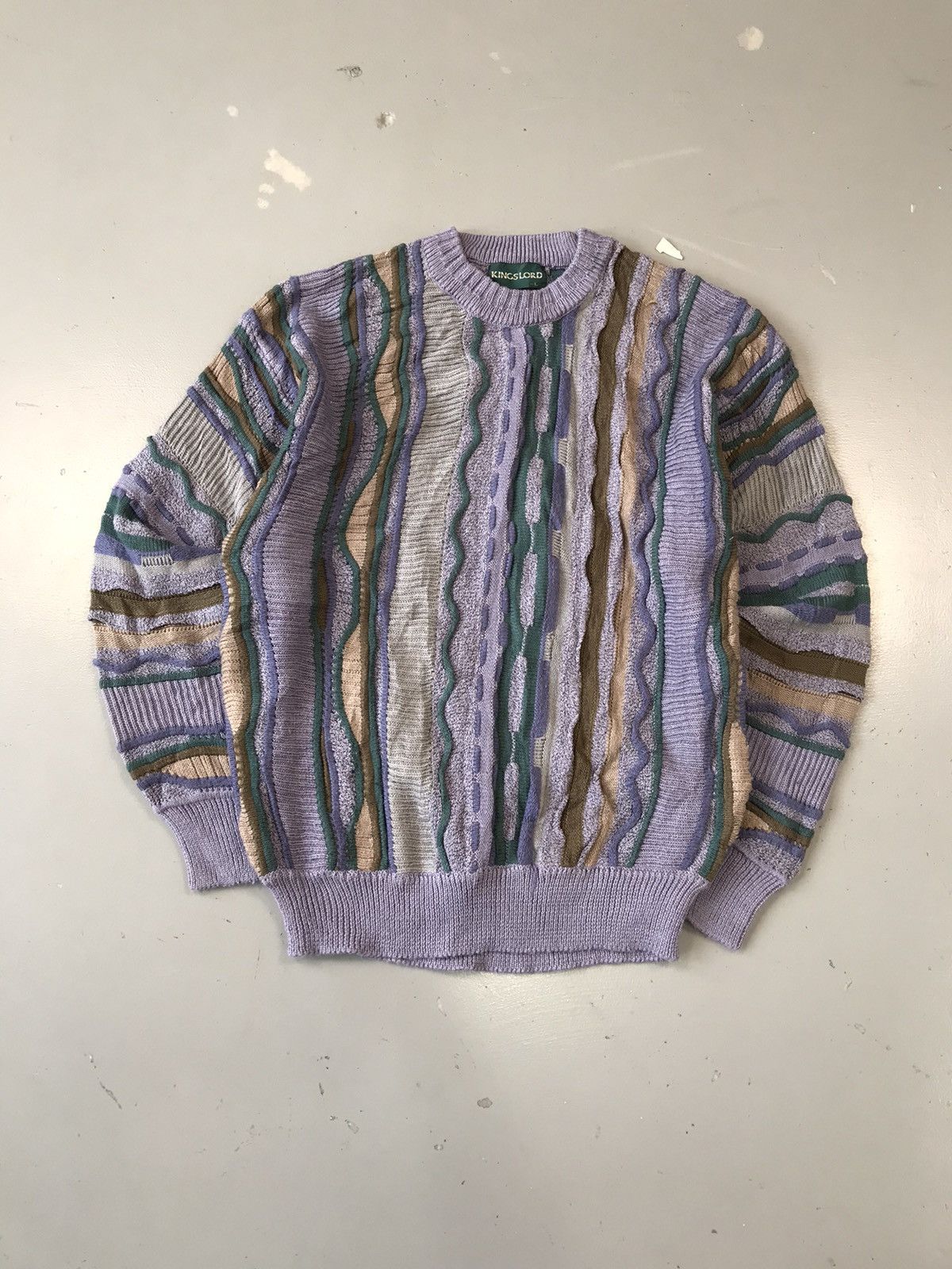 Rare vintage kings lord 3D knitting multicolor sweater