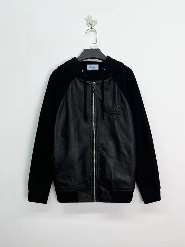 Prada Prada Black Leather Hoodie Jacket Size US XS / EU 42 / 0 - 1 Thumbnail
