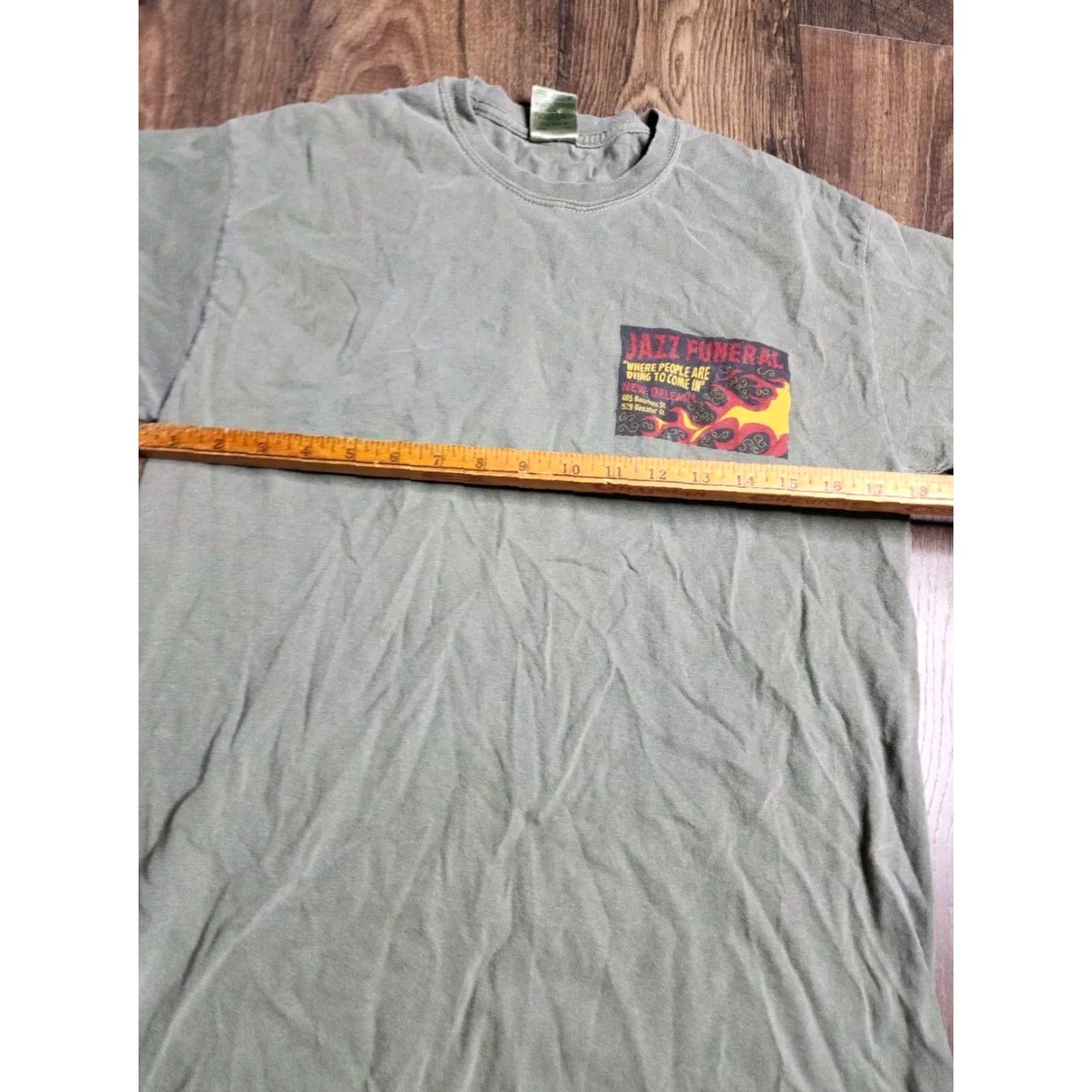 Gildan Mens Gildan Short Sleeve T Shirt Green Double Sided Jazz Funeral Skeleton New Orleans M Size US M / EU 48-50 / 2 - 3 Thumbnail