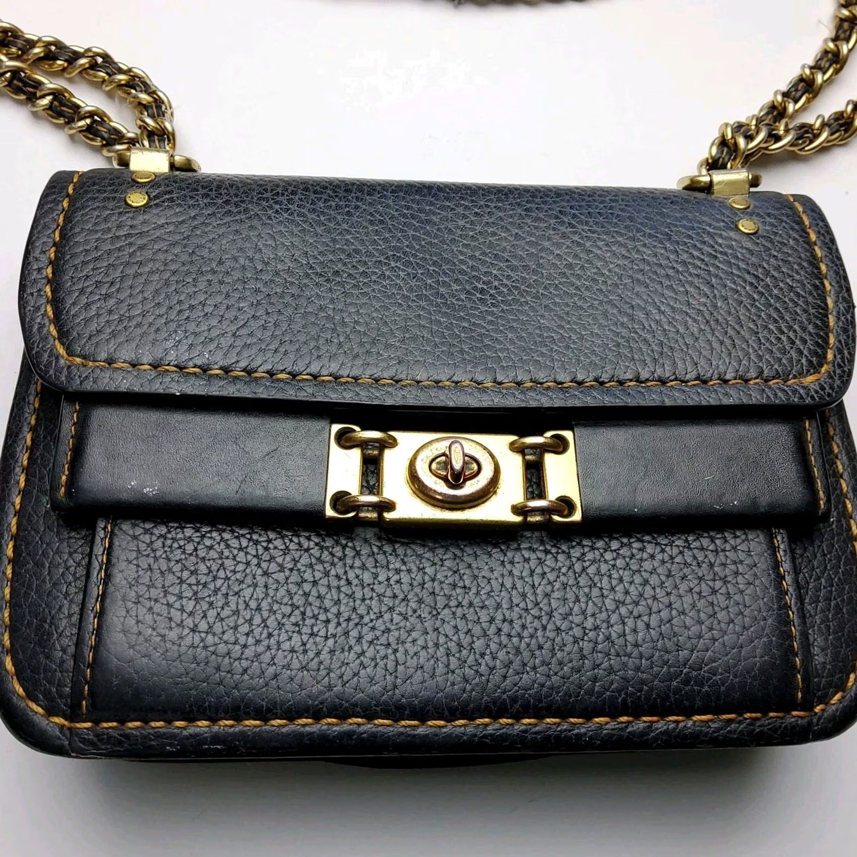 Coach Coach Troupe Crossbody Bag Purse - Black Leather Pebbled 16.5cm x 22cm Small Handbag Womens Vintage: No, 1941 Theme, Brass Hardware Size ONE SIZE - 5 Thumbnail