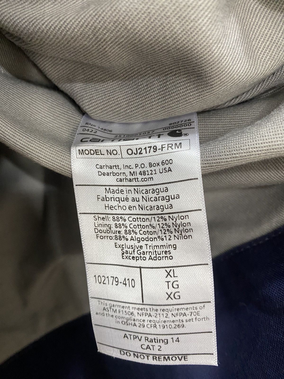 Carhartt Carhartt USA FR jacket, size XL, blue, fireproof, used, Size US XL / EU 56 / 4 - 8 Thumbnail
