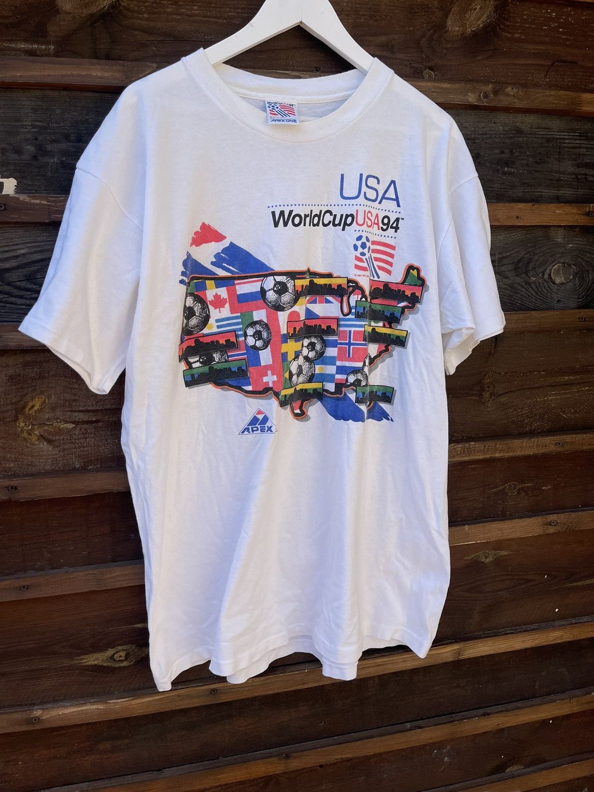Vintage USA 1994 World Cup vintage Apex One white t-shirt tee Size US XL / EU 56 / 4 - 3 Thumbnail