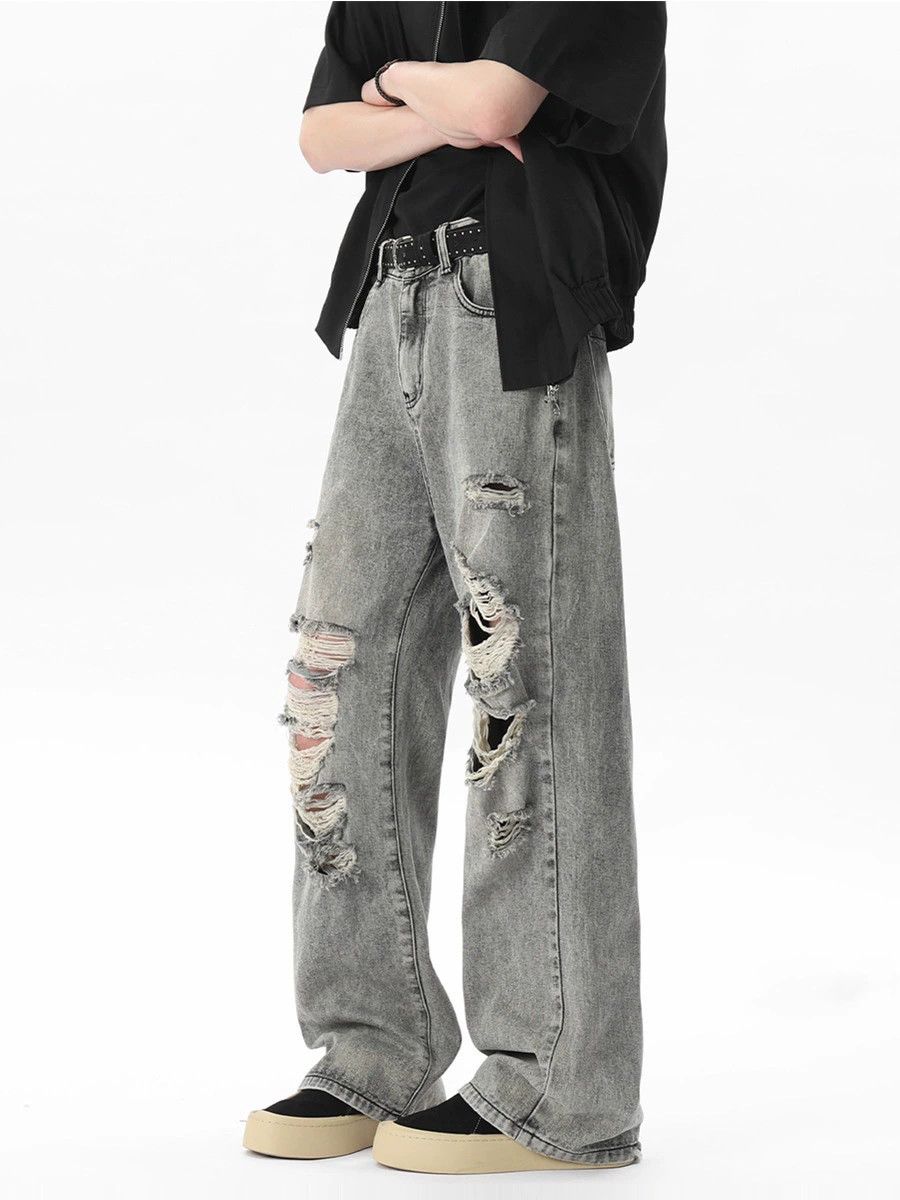 Vintage Men's trendy high street cool loose wide-leg ripped jeans Size US 32 / EU 48 - 2 Thumbnail