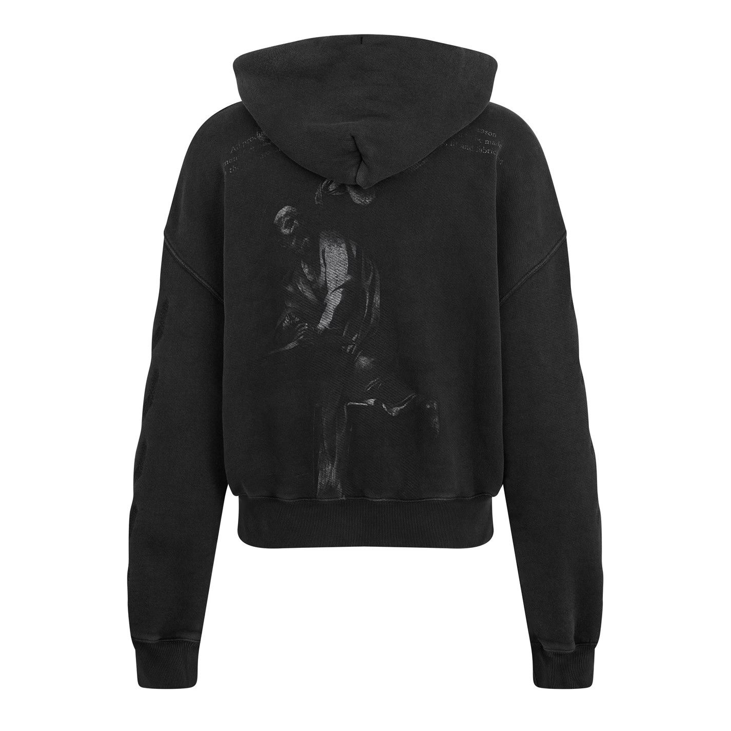 Off-White o1g2r1mq0226 Distressed Graphic Print Hoodie In Black Size US XS / EU 42 / 0 - 6 Thumbnail