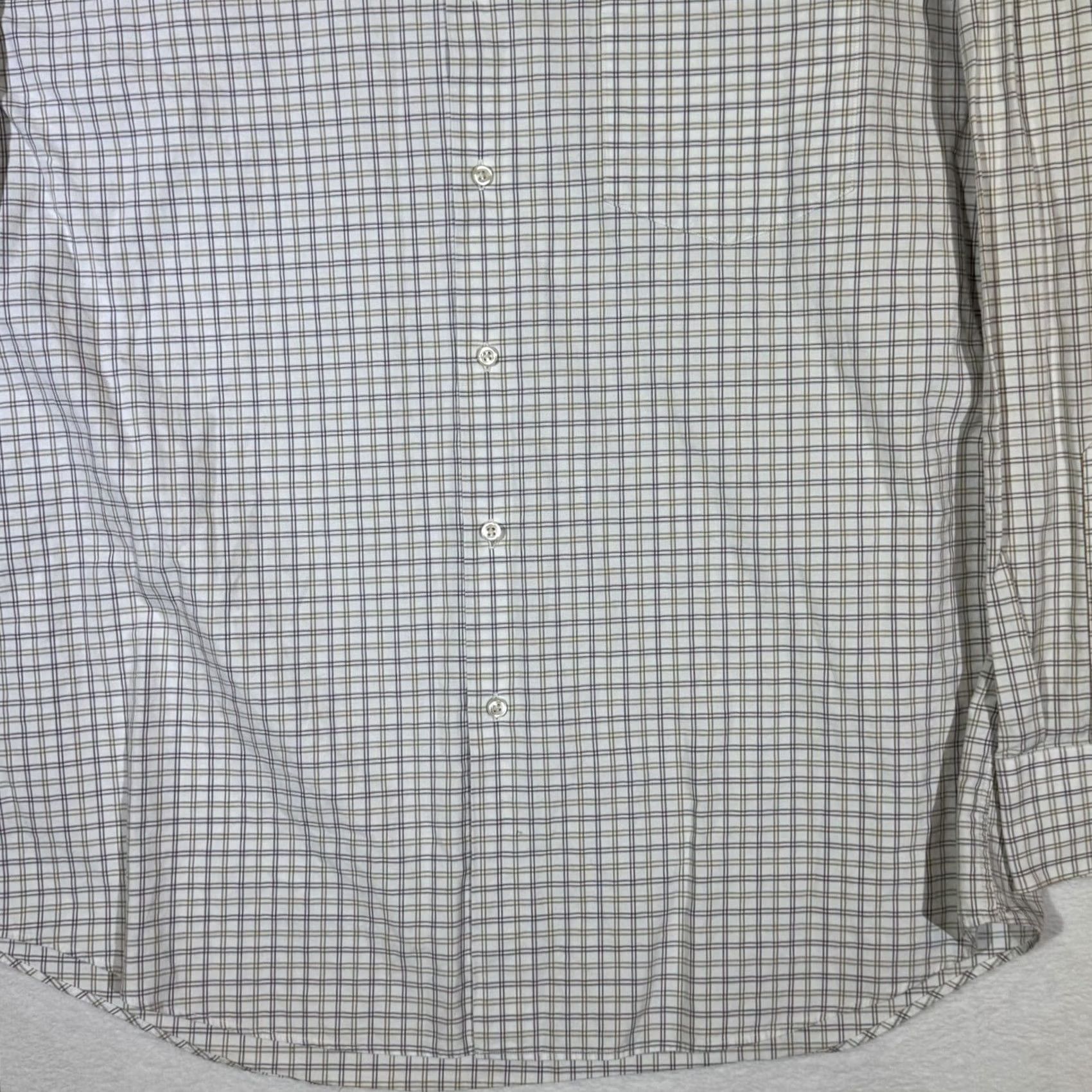 Hugo Boss VINTAGE: Hugo Boss Shirt 100% Cotton White Gray Plaid Dress Shirt Long Sleeve 17 Neck/34-35 Sleeve Mens Size 34R - 6 Thumbnail
