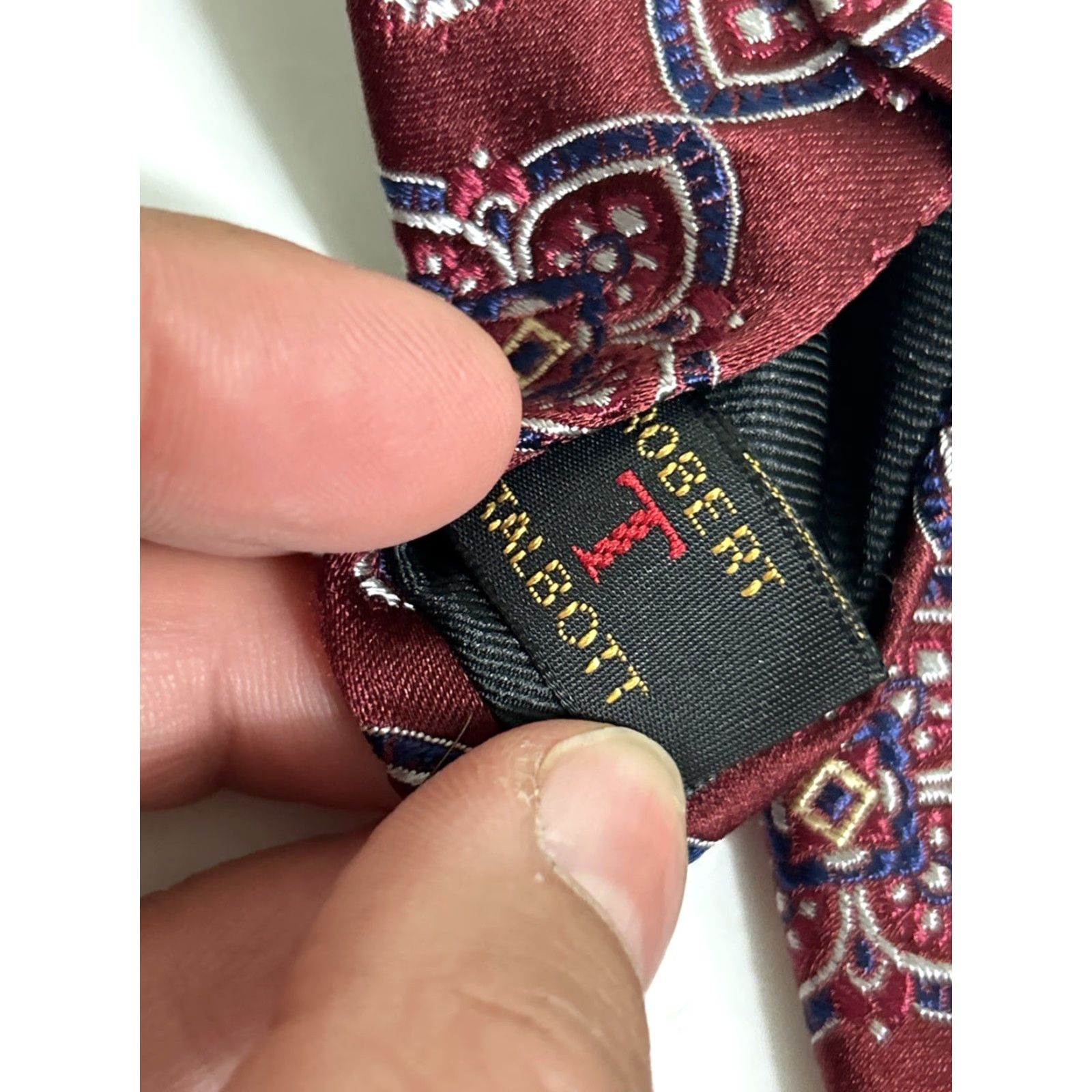 Robert Talbott VINTAGE Robert Talbott Tie Geometric Red Blue Hand Sewn Mens Size ONE SIZE - 7 Thumbnail