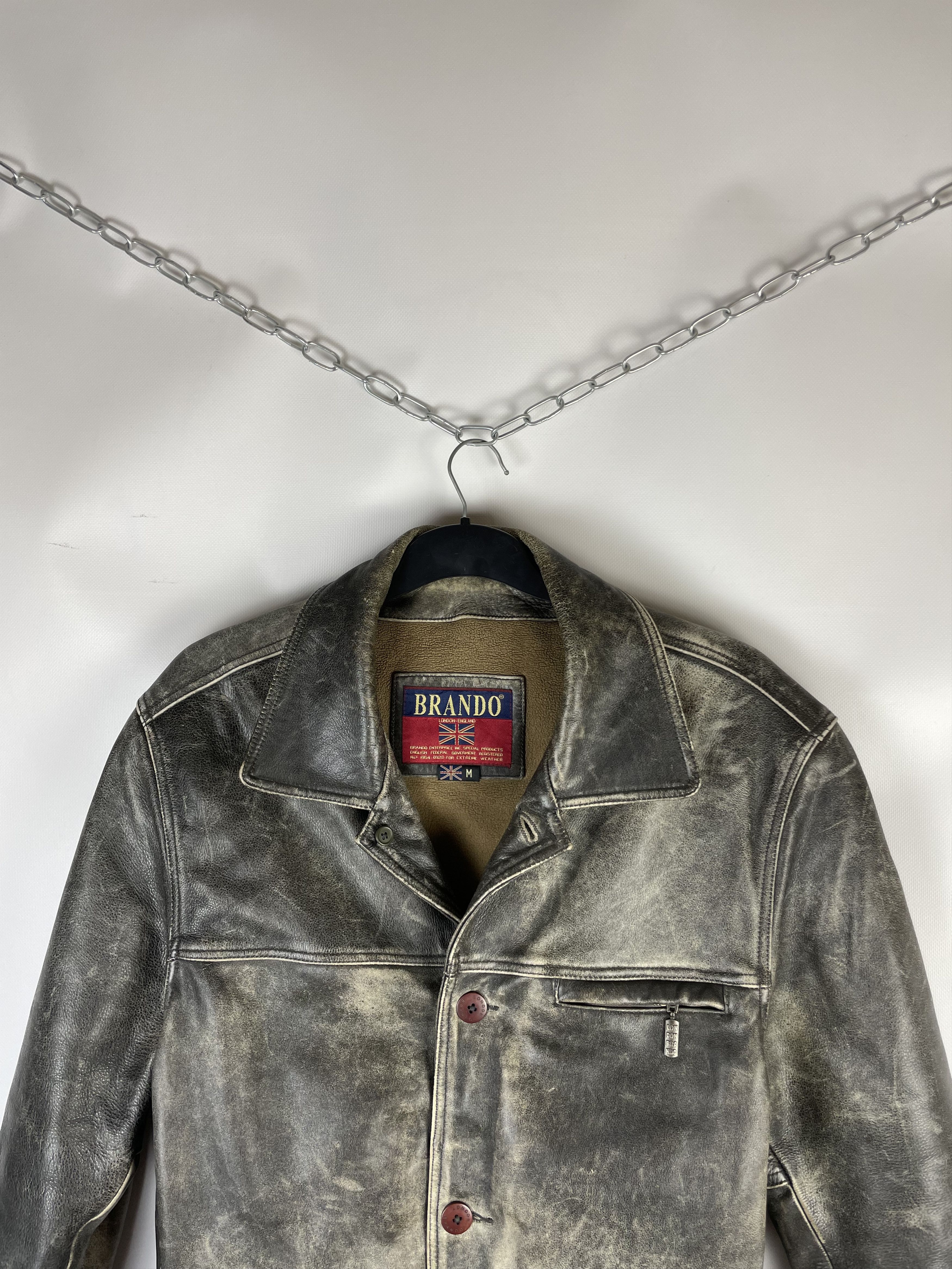 Vintage Vintage 90s Brando Leather Pilot Aviator Jacket Size US M / EU 48-50 / 2 - 2 Thumbnail