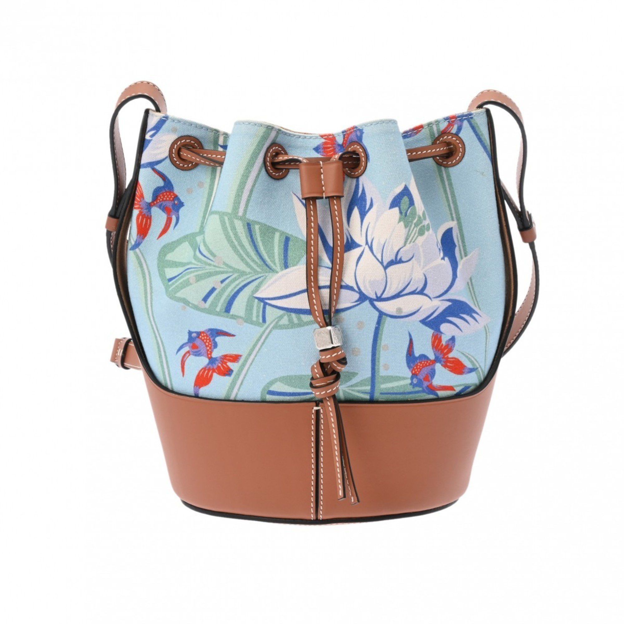 Loewe Balloon Bag Paula's Ibiza Collaboration Blue/multicolor 328.04Ac31 Women's Canvas Leather Shoulder