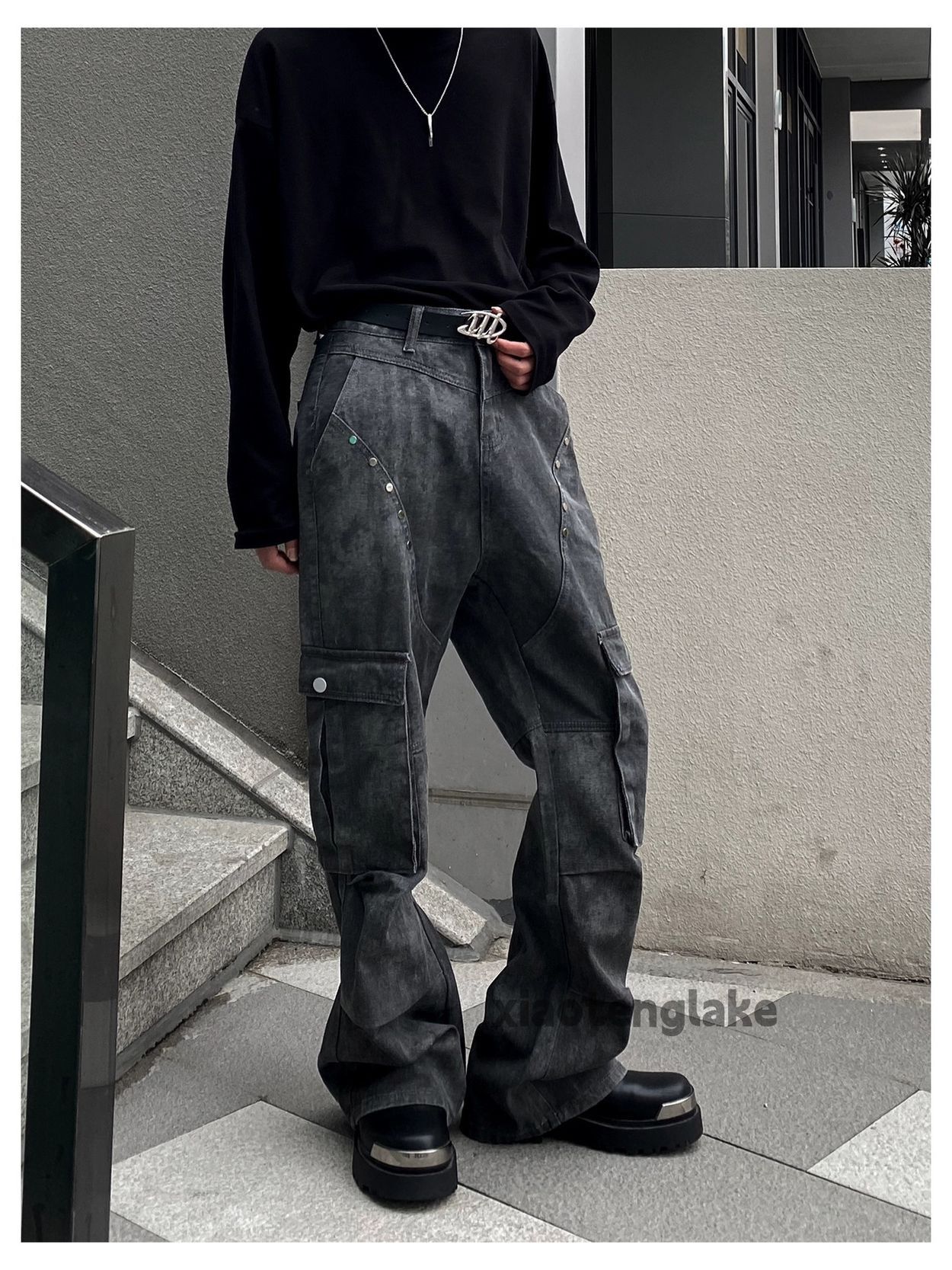 Designer × Japanese Brand × Vintage washed faded utility punk grunge bootcut cargo pants Size US 32 / EU 48 - 8 Thumbnail