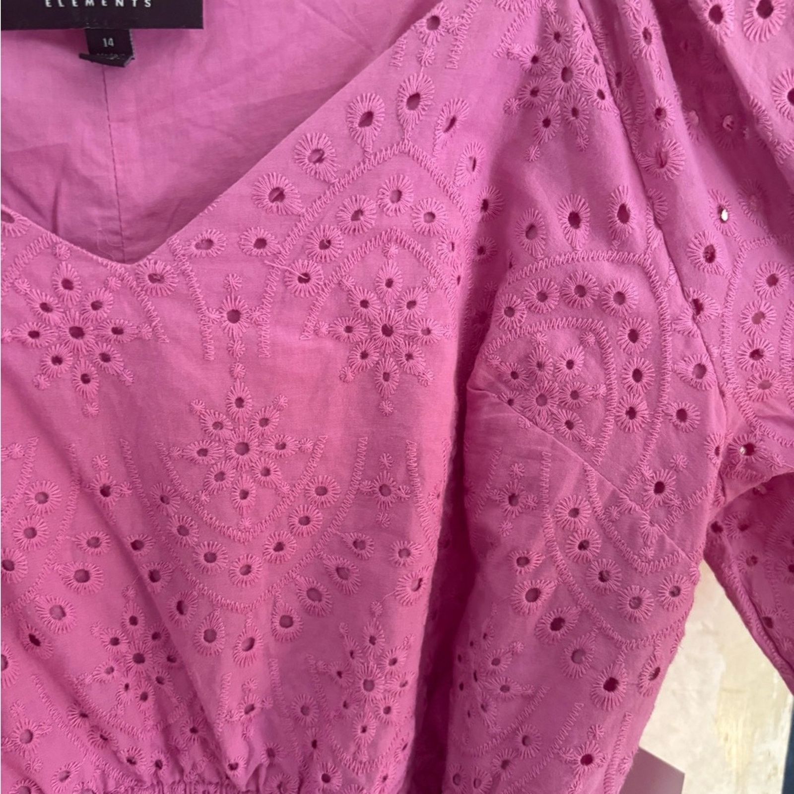 DressCamp NWT! ELOQUII Elements Women's Plus Size Belted Eyelet Dress Size XL / US 12-14 / IT 48-50 - 5 Thumbnail