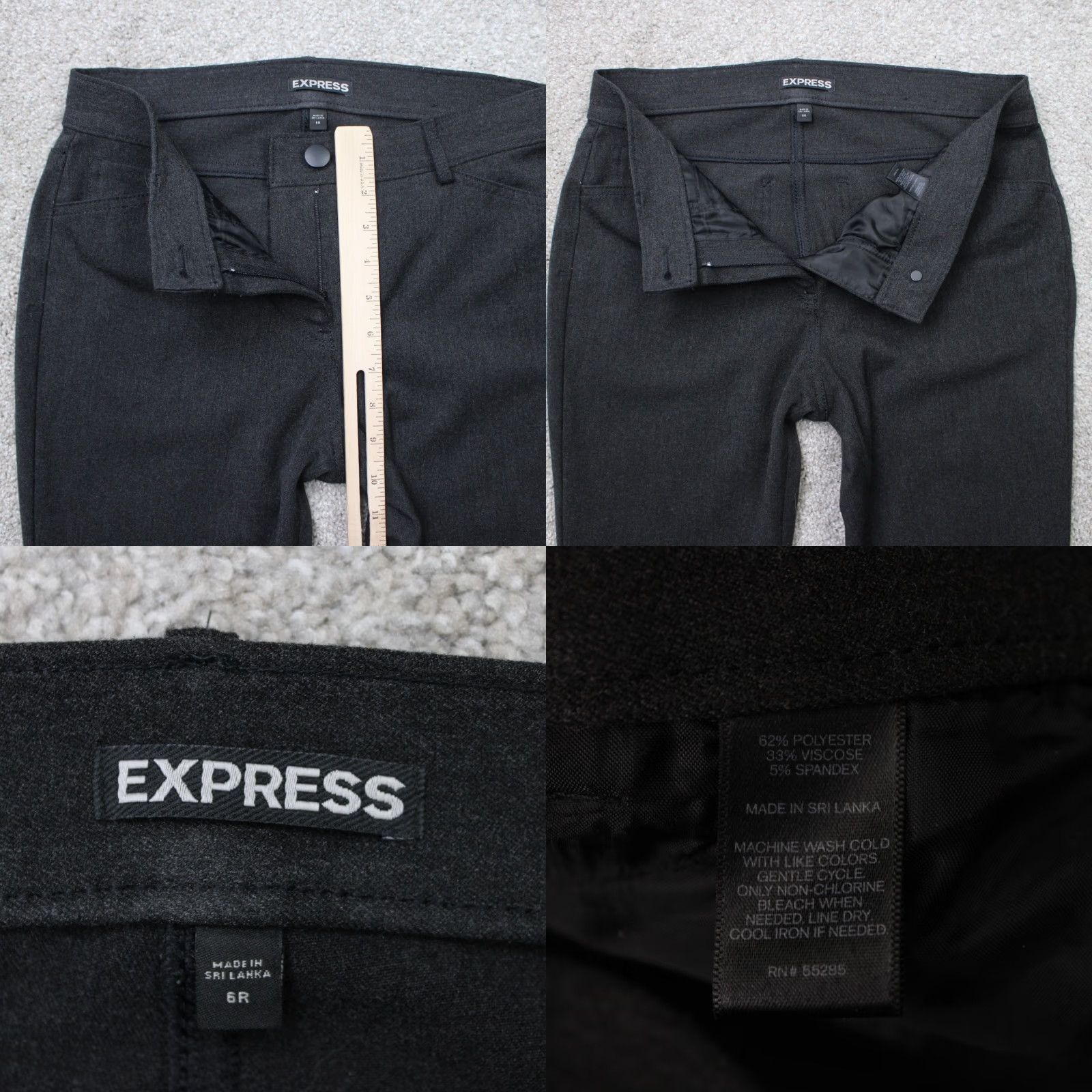 Express Express Editor Dress Pants Womens 6R Dark Gray Stretch Slacks Pants Accessories? Size 28" / US 6 / IT 42 - 8 Thumbnail