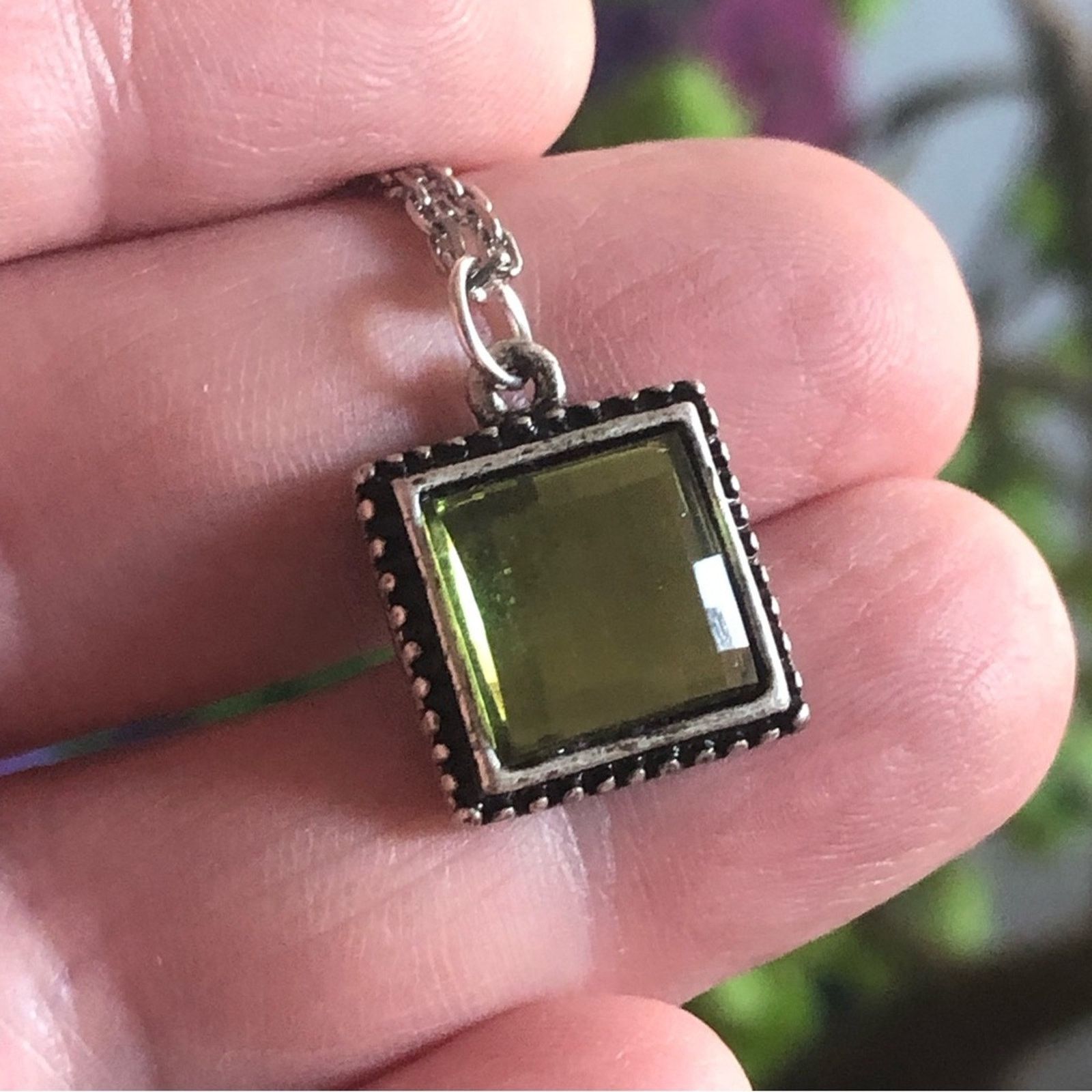 Handmade Handcrafted faceted dome peridot pendant on chain necklace Size ONE SIZE - 2 Thumbnail