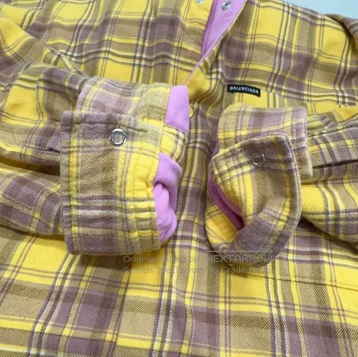 Balenciaga Balenciaga Yellow Checkered Long Sleeve Shirt. Size US M / EU 48-50 / 2 - 5 Thumbnail