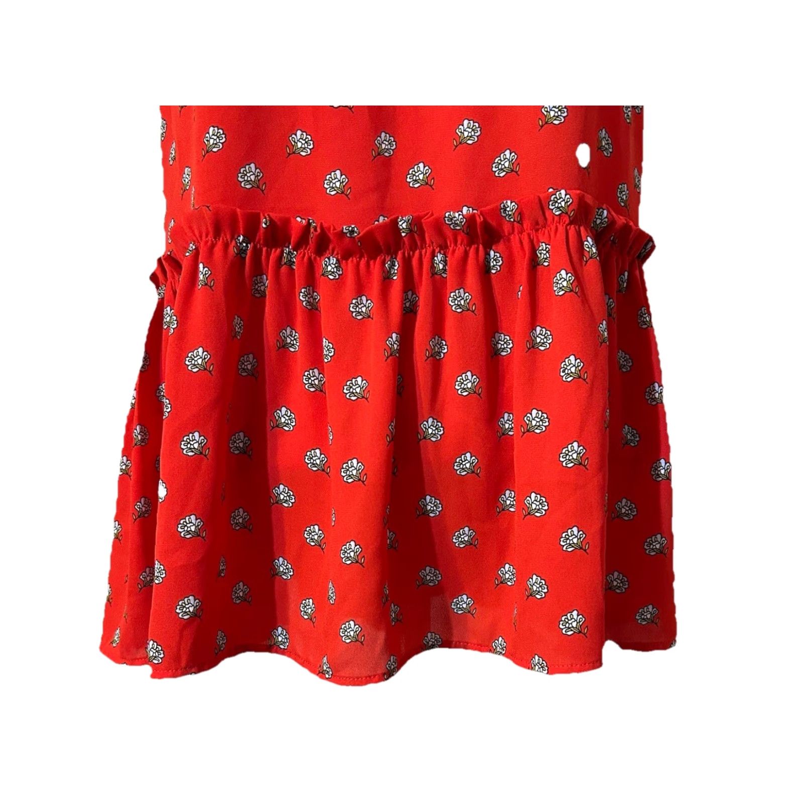 Loft VINTAGE LOFT Peplum Halter Top Blouse XS Red Floral Sleeveless Keyholes Poly Size XS / US 0-2 / IT 36-38 - 5 Thumbnail