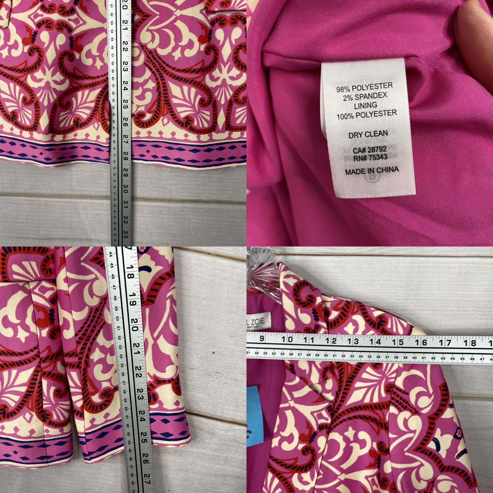 Rachel Zoe Rachel Zoe Blazer Shirt Womens M Pink Satin Geometric Baroque Beadwork 90s Designer Luxe NWT Size M / US 6-8 / IT 42-44 - 8 Thumbnail