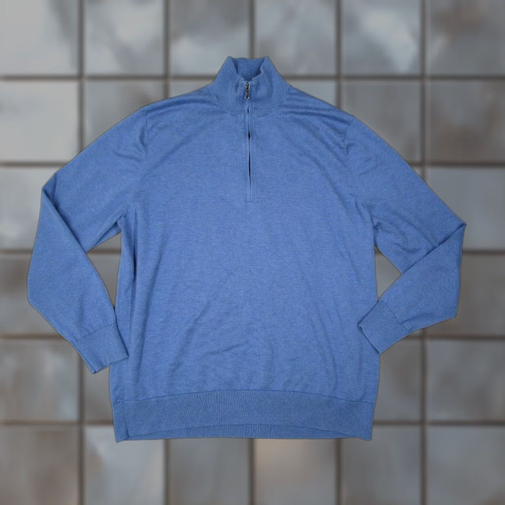 Brooks Brothers Brooks Brothers Sweater Men 2XL Blue Supima Cotton 1/4 Zip Pullover Knit Mens Size US XXL / EU 58 / 5 - 1 Thumbnail
