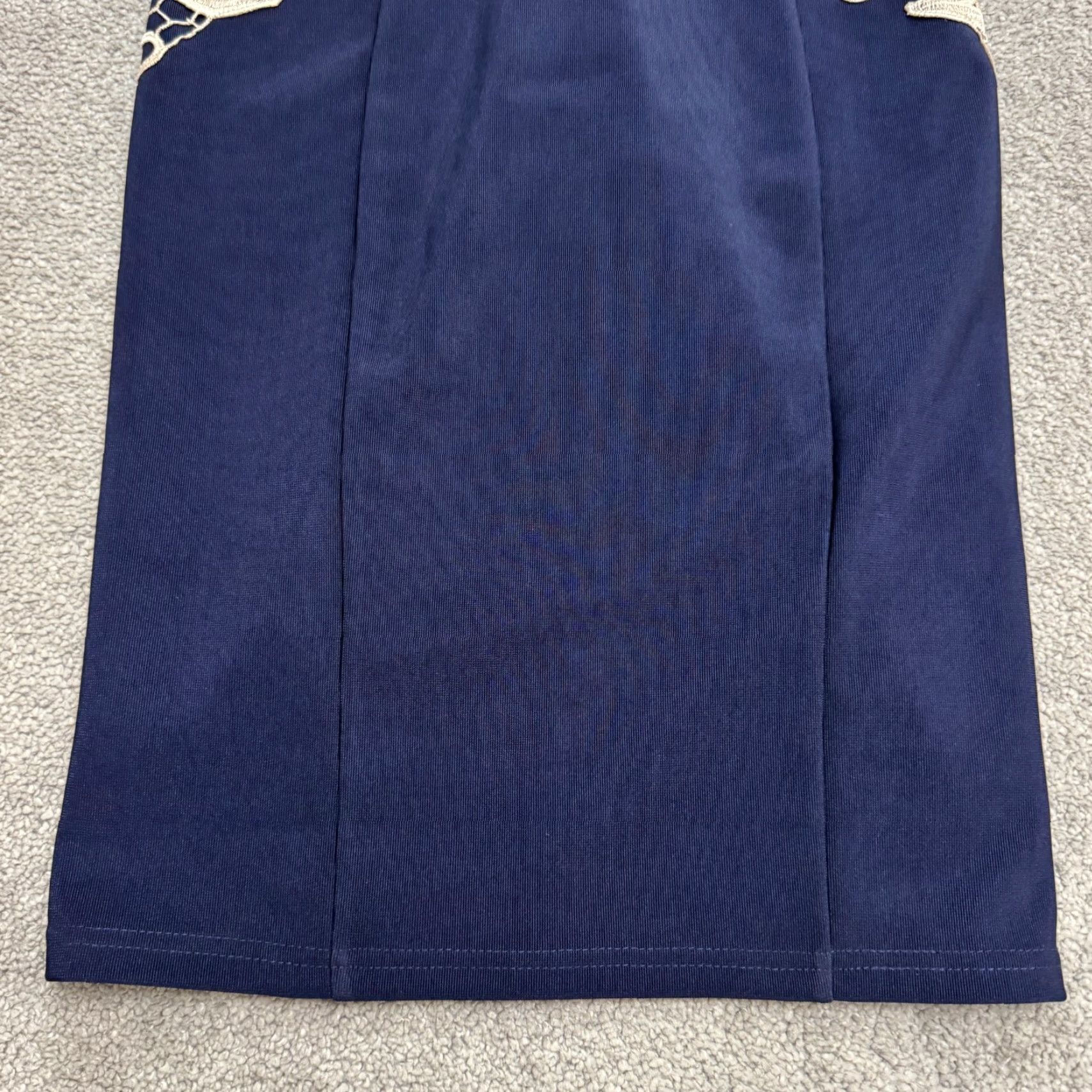 Vintage Lipsy Lace Overlay Dress Women's 4 Midi Sleeveless Blue Beige Navy 90s London Classic Pencil Dress Size S / US 4 / IT 40 - 5 Thumbnail